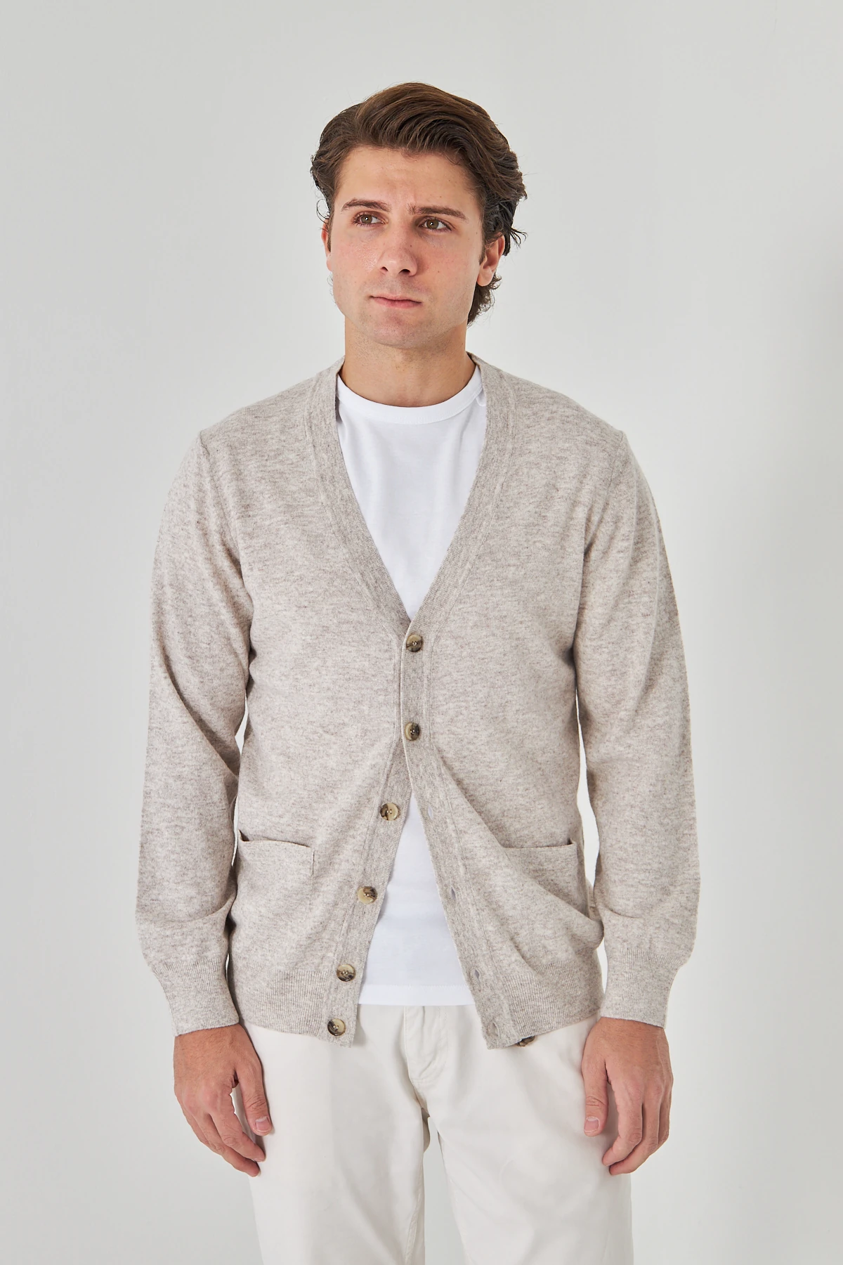 Bej Saf Kuzu Yünü Hırka