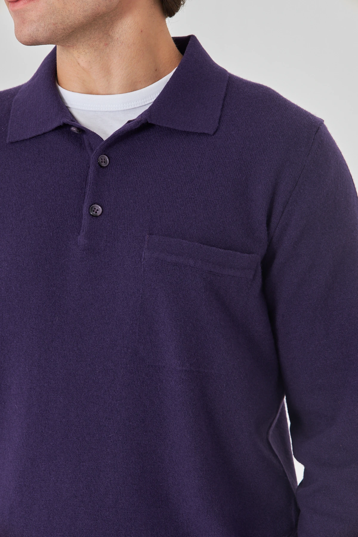 Mor Yakalı Saf Kuzu Yünü Kazak