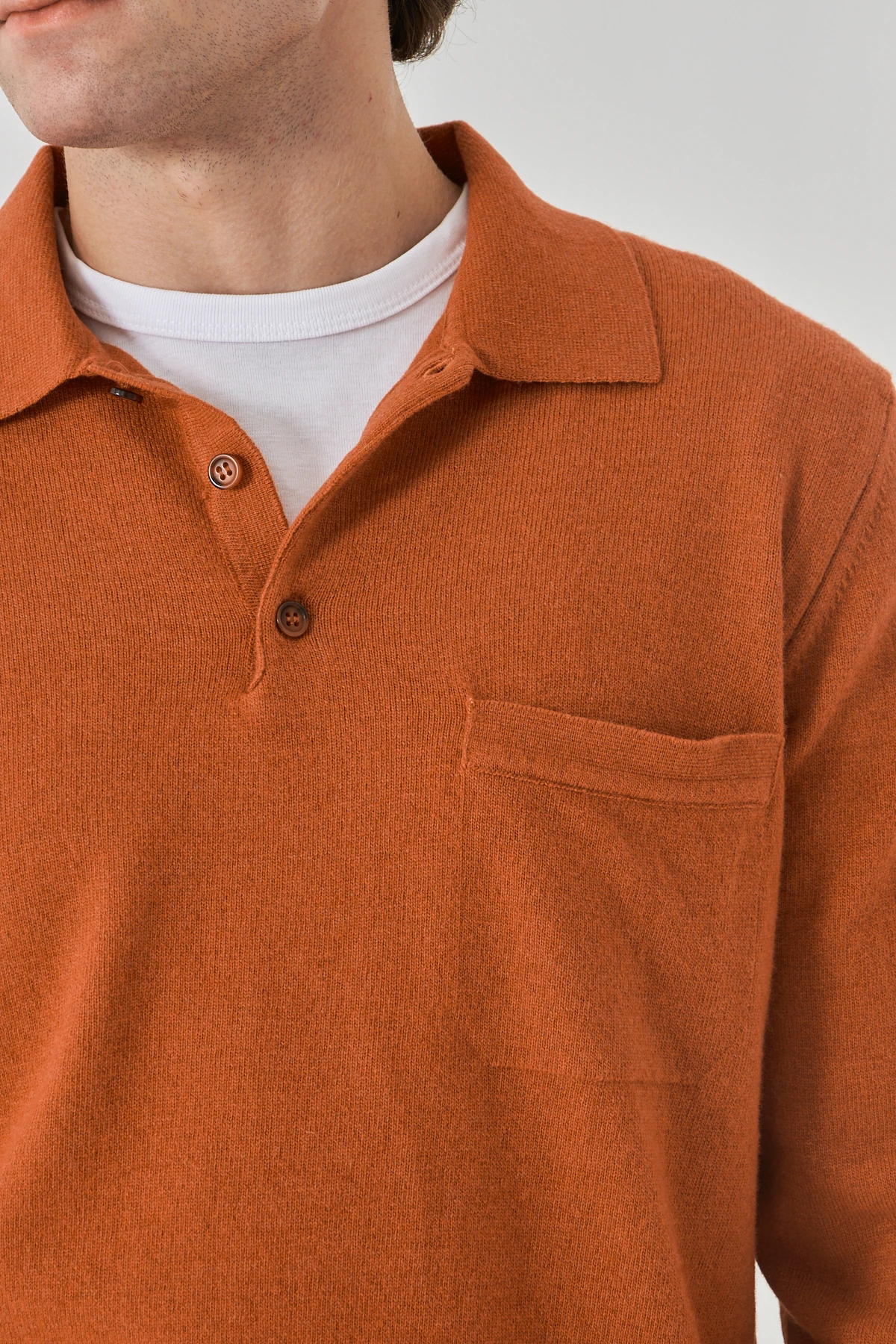 Oranj Yakalı Saf Kuzu Yünü Kazak