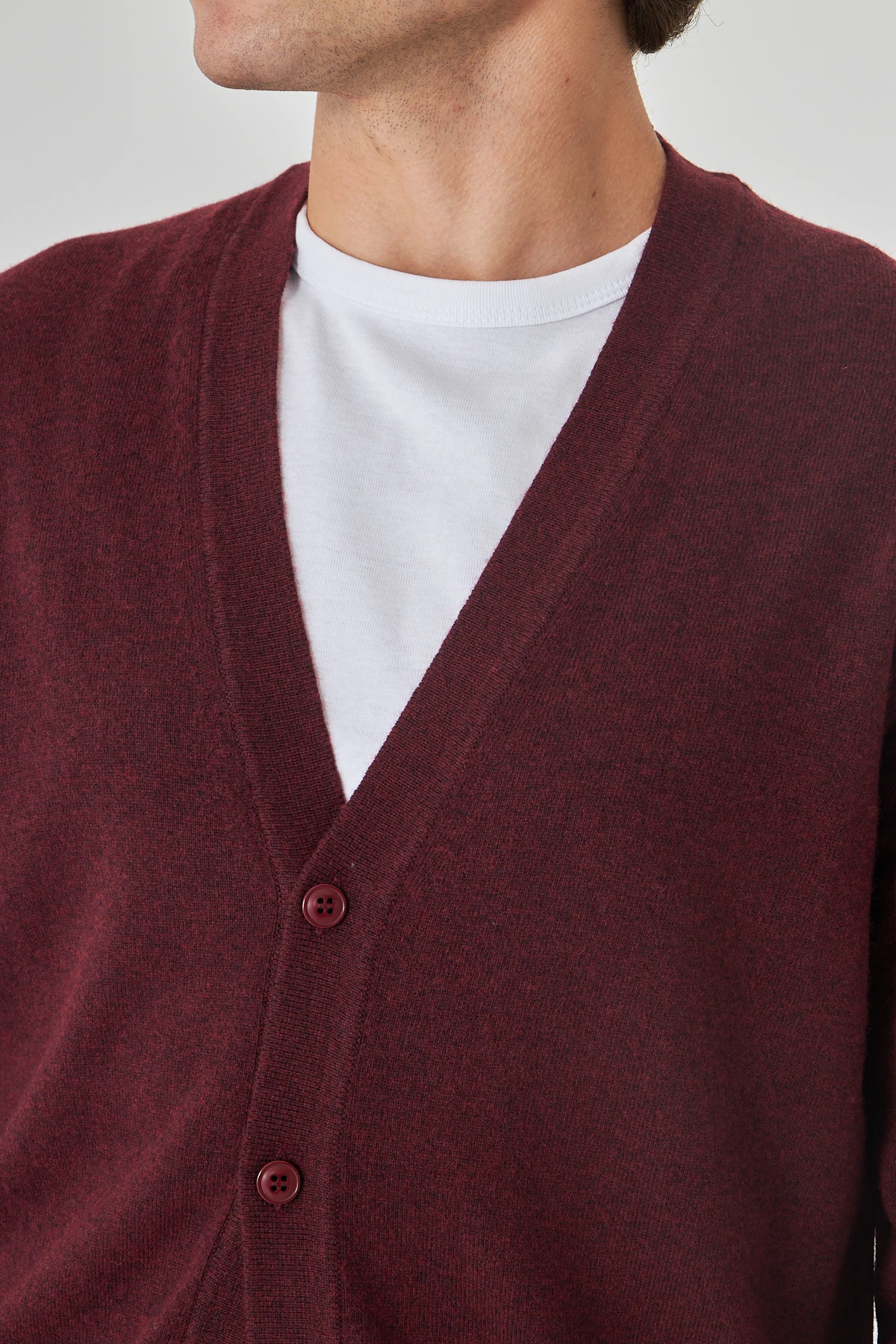 Koyu Bordo Saf Kuzu Yünü Hırka