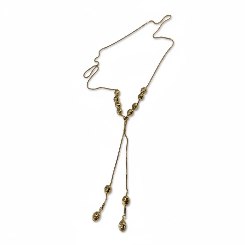 Zarif Altın Renk Ayarlanabilir Bilye Detaylı Y Kolye