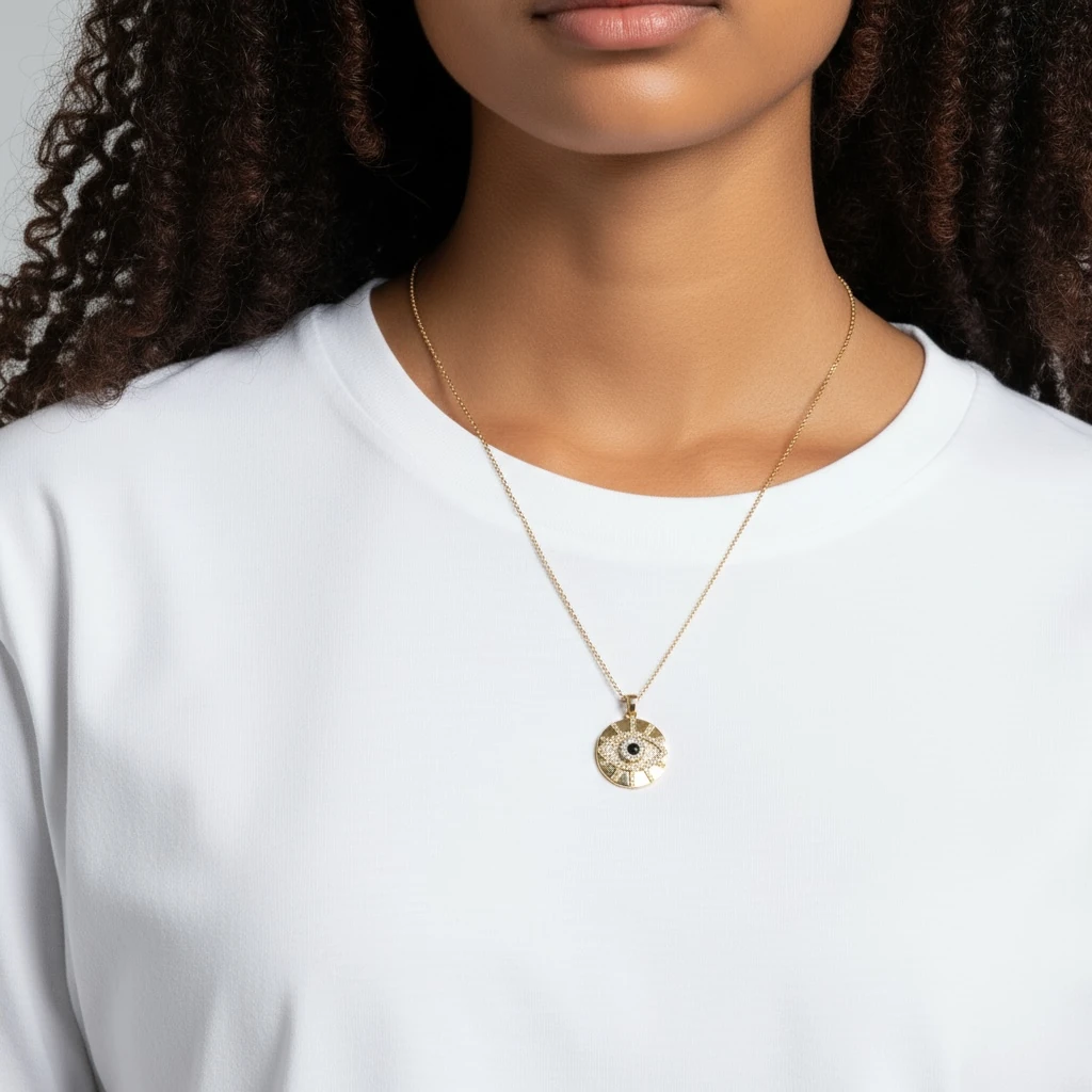 Vintage Göz Nazar Detaylı Altın Renk Kolye