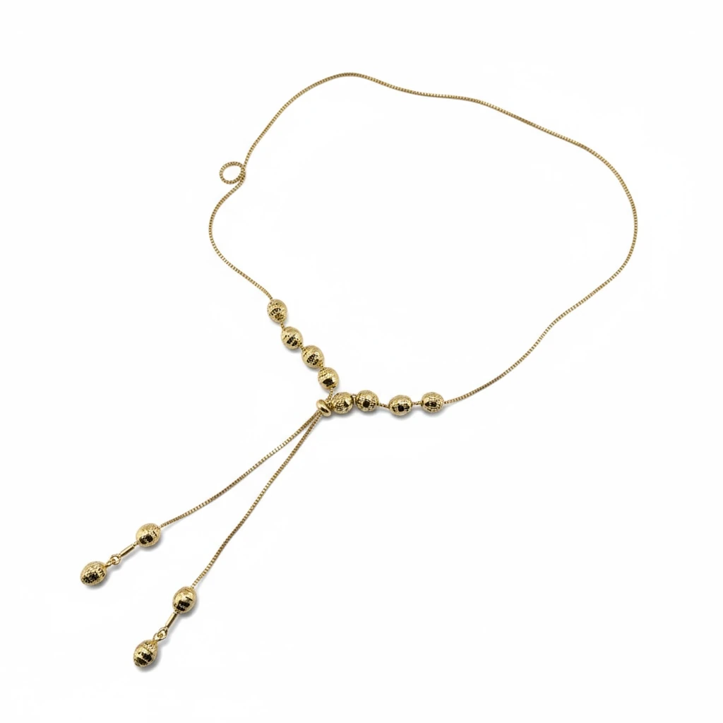 Zarif Altın Renk Ayarlanabilir Bilye Detaylı Y Kolye