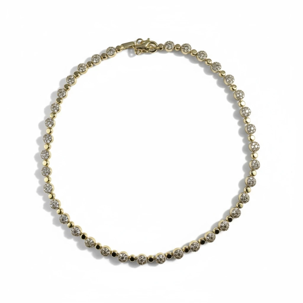 Taş Detaylı Altın Top Zincir Kolye