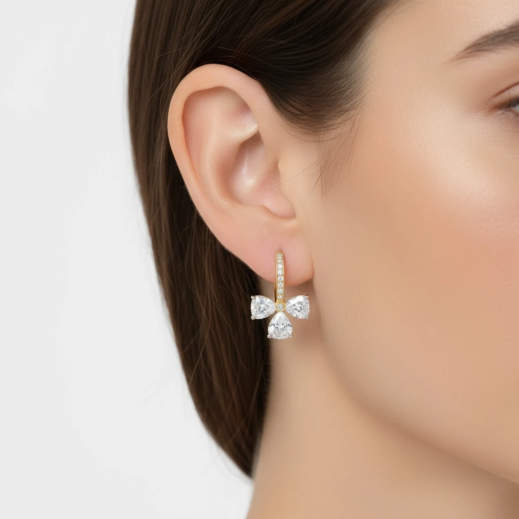 İnci Taş Detaylı Fiyonk Küpe