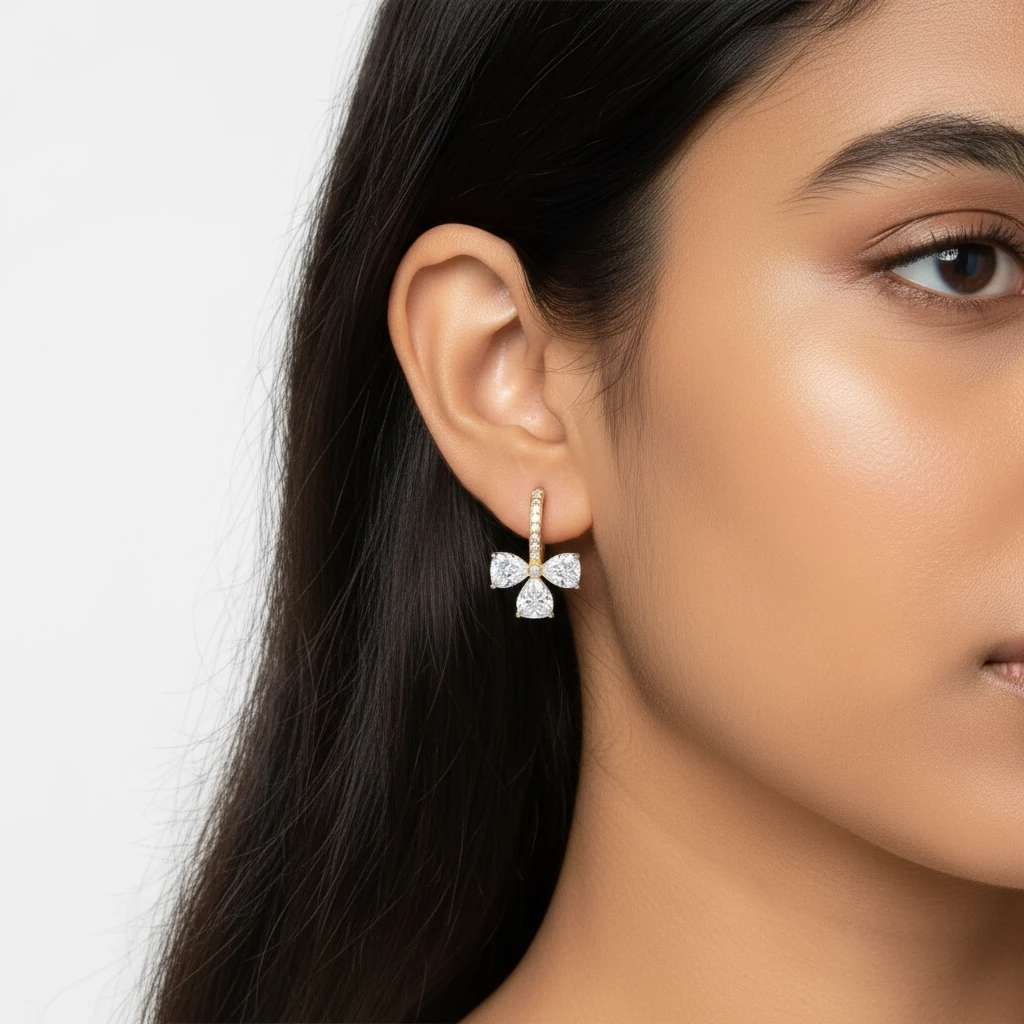 İnci Taş Detaylı Fiyonk Küpe