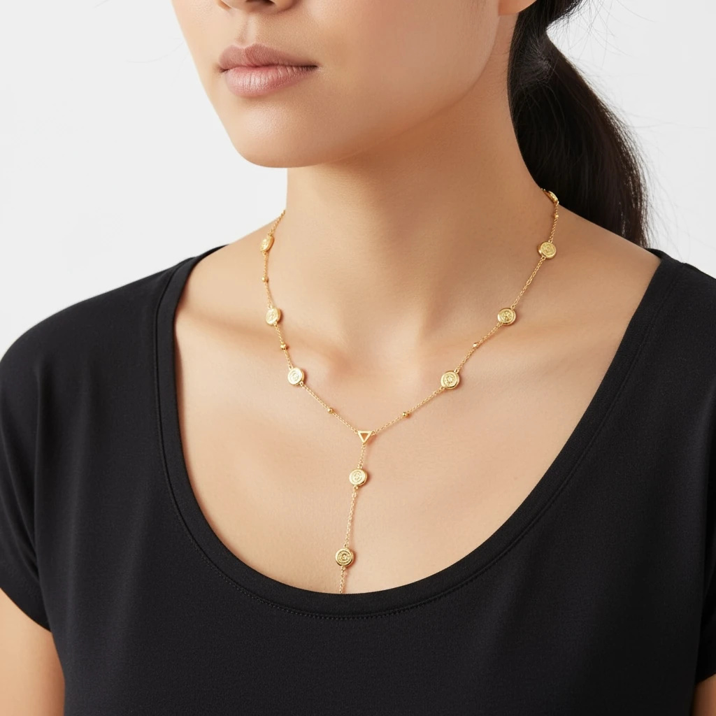 Spiral Motifli Altın Renk Y Kolye