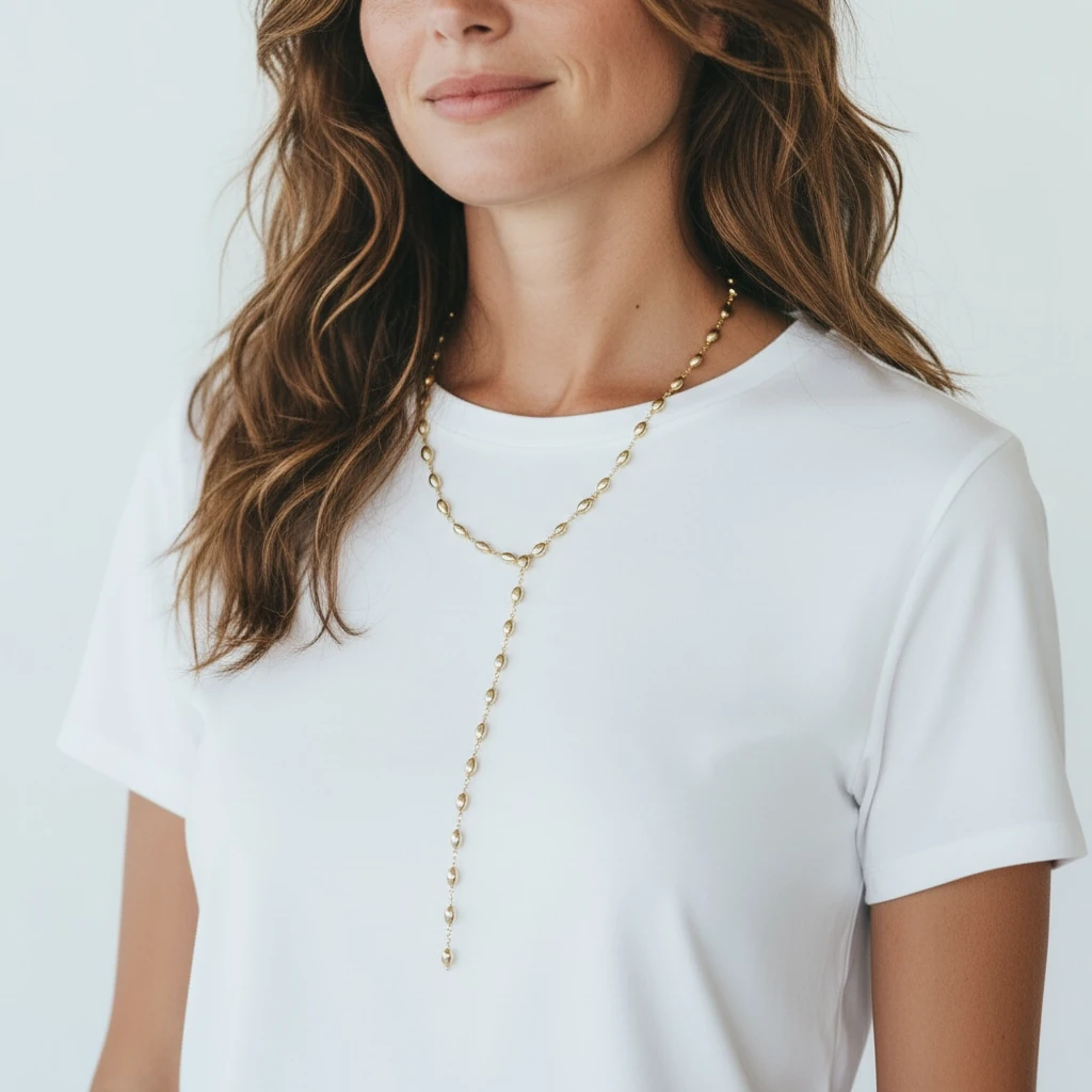 Altın Zincirli İnci Y Kolye