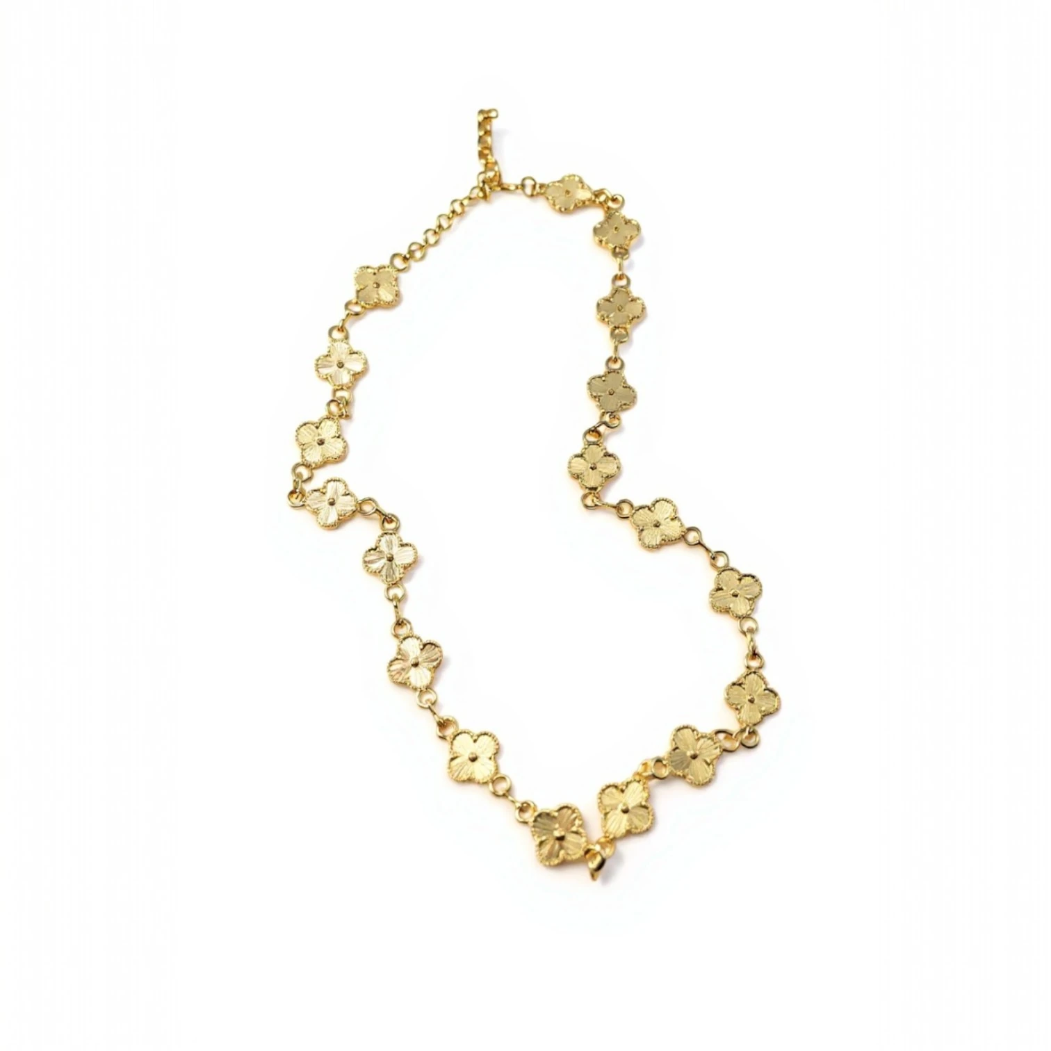 Altın Kaplama Çiçek Figürlü Zincir Kolye