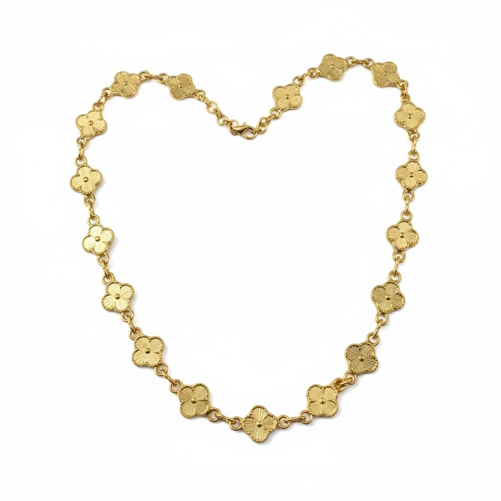 Altın Kaplama Çiçek Figürlü Zincir Kolye