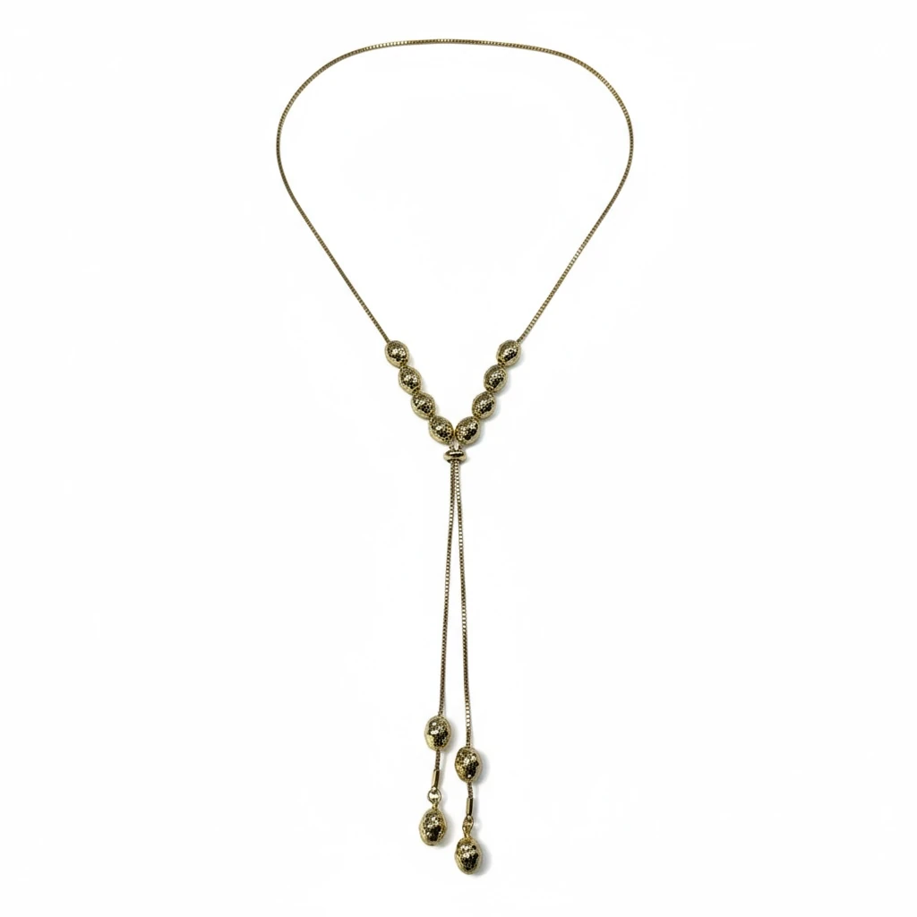 Zarif Altın Renk Ayarlanabilir Bilye Detaylı Y Kolye