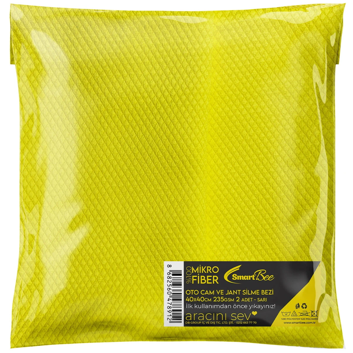 2'li Mikrofiber Cam ve Jant Silme Bezi 40x40cm 235GSM