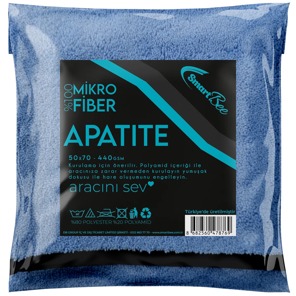APATITE Mikrofiber Oto Kurulama Havlusu 50x70 440GSM - Mavi