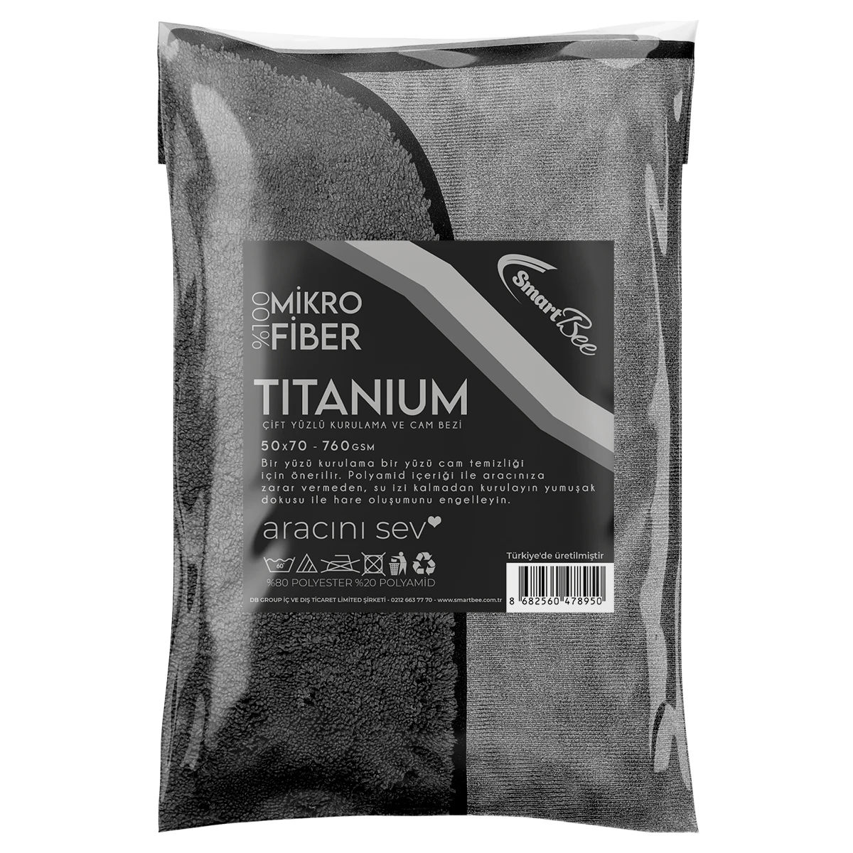 TITANIUM Mikrofiber Çift Taraflı Oto Kurulama ve Cam Bezi 50x70cm 760GSM
