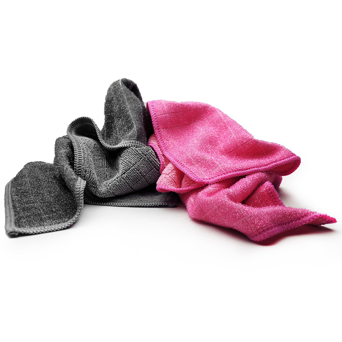 Hobee 2'li Kareli Simli Ovma Bezi 40x40cm 320GSM - Pembe/Gri