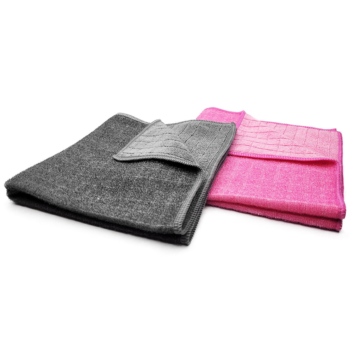 Hobee 2'li Kareli Simli Ovma Bezi 40x40cm 320GSM - Pembe/Gri