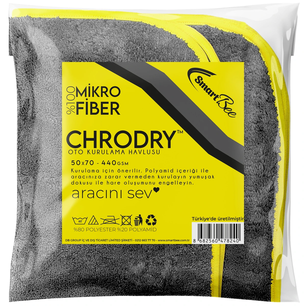 CHRODRY Mikrofiber Oto Kurulama Havlusu 50x70 440GSM - Antrasit