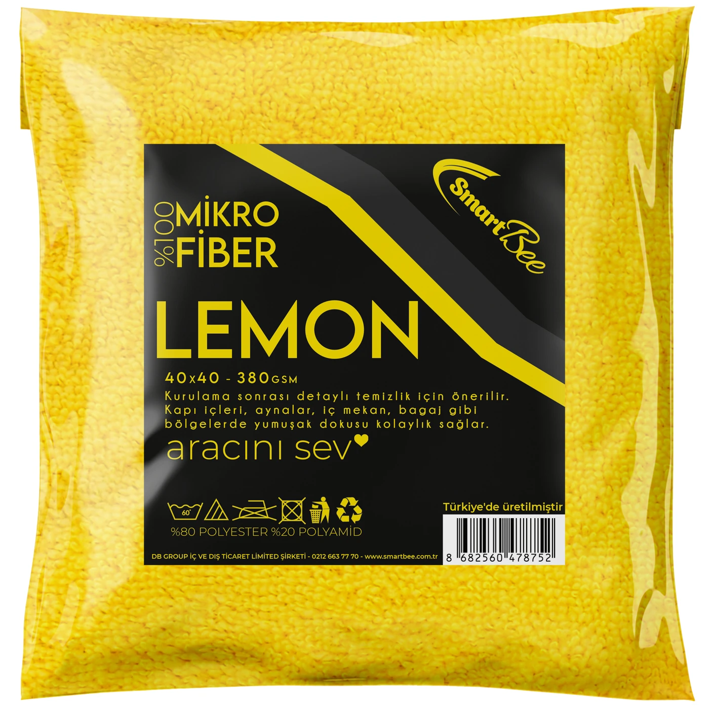 LEMON Mikrofiber Detaylı Temizlik Bezi 40x40 380GSM - Sarı