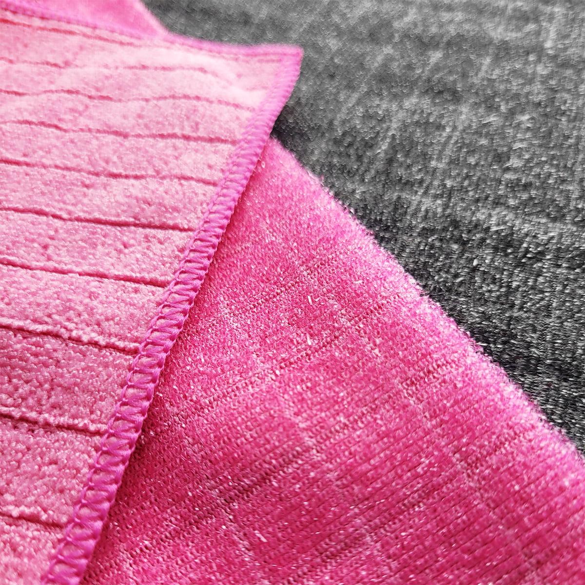 Hobee 2'li Kareli Simli Ovma Bezi 40x40cm 320GSM - Pembe/Gri