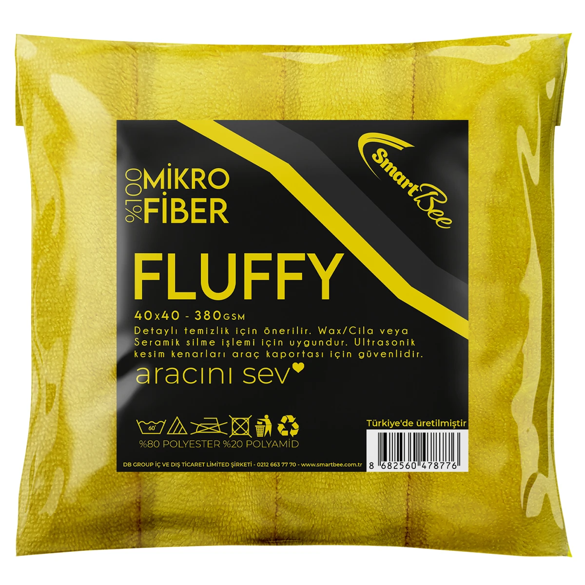 FLUFFY 4'lü Mikrofiber Lazer Kesim Cila Bezi 40x40 380GSM - Sarı