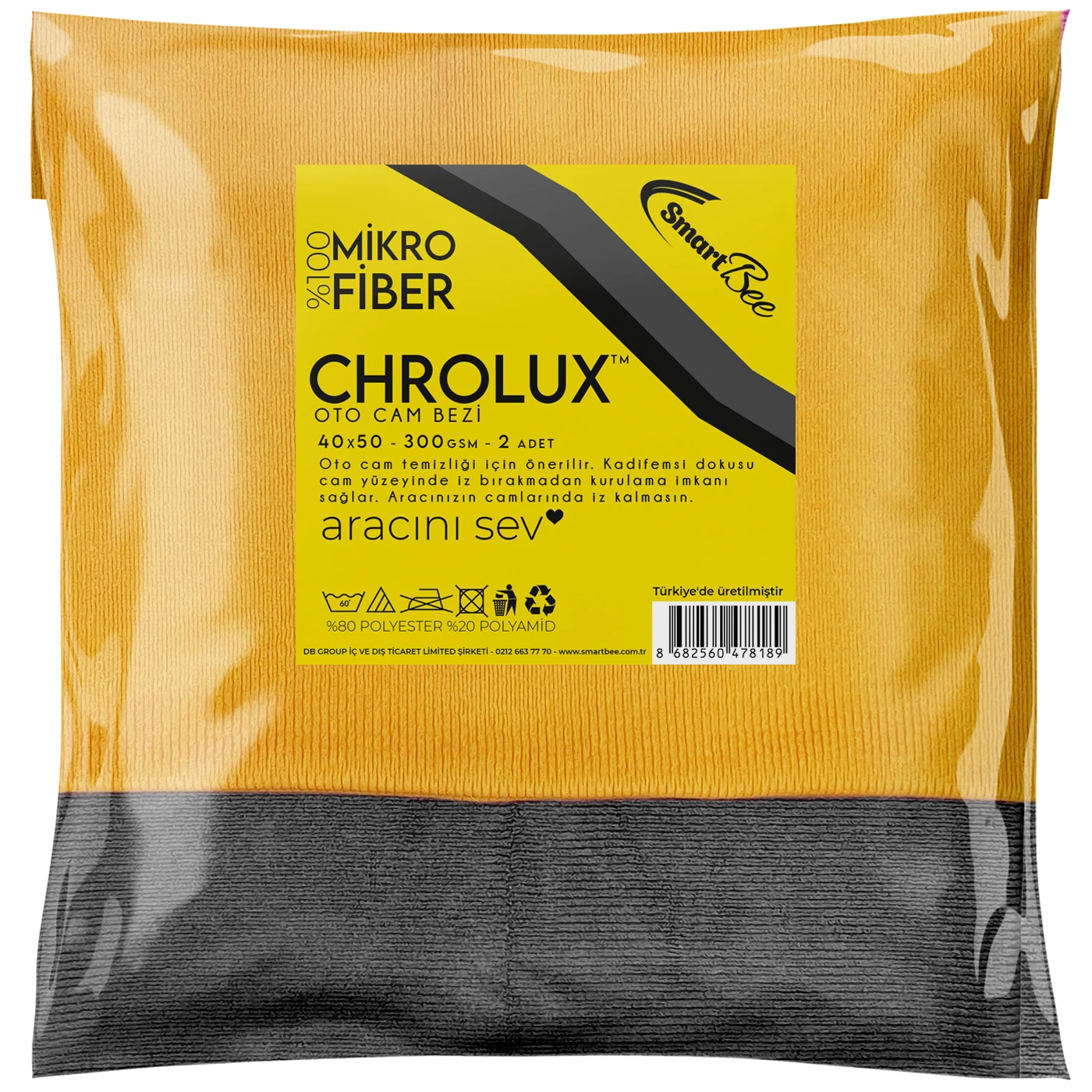 CHROLUX 2'li Mikrofiber Kalın Oto Cam Bezi 40x50 300GSM - Turuncu/Gri