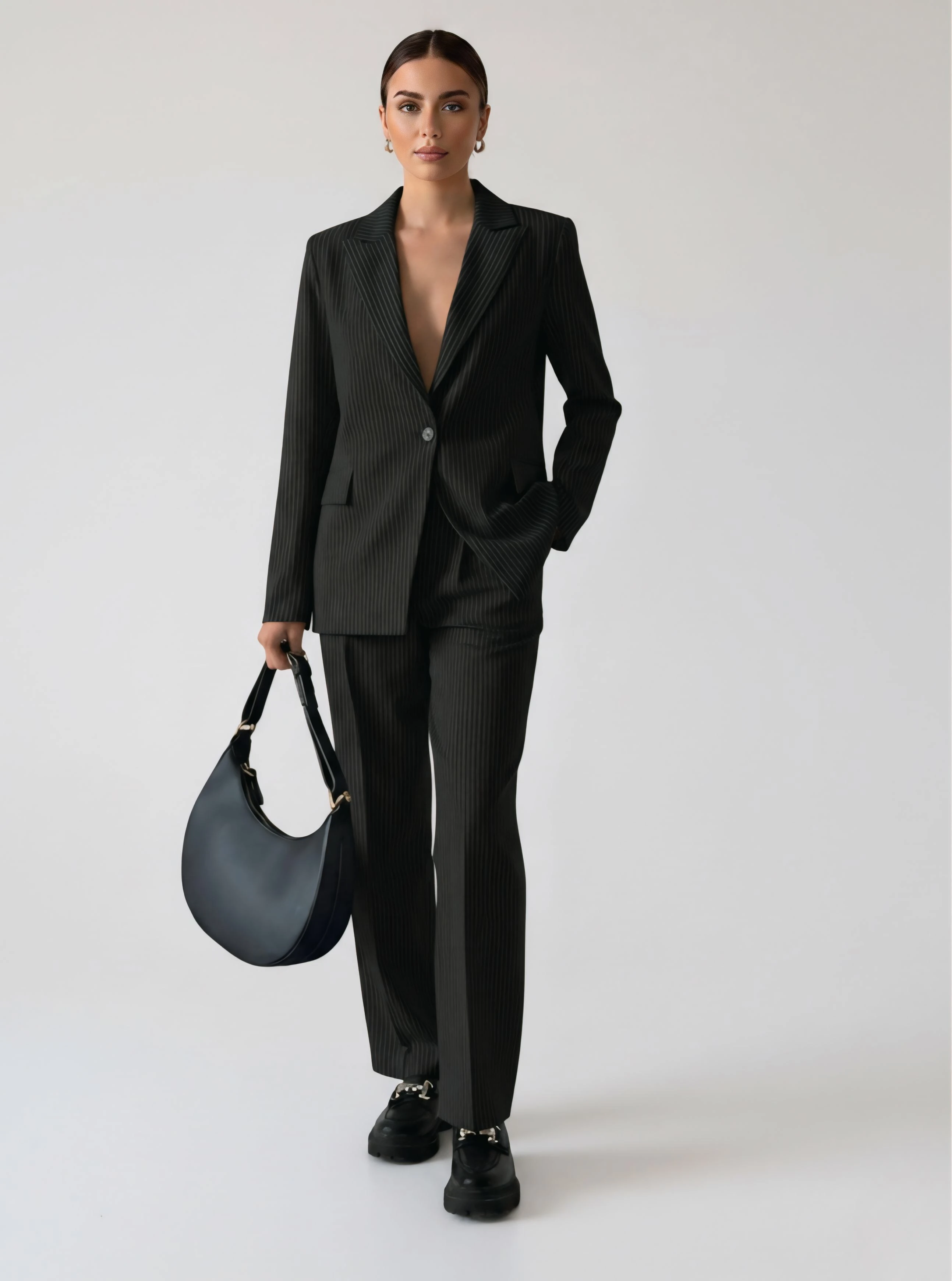 Çizgili takım elbise - Parçacık siyahı çizgili