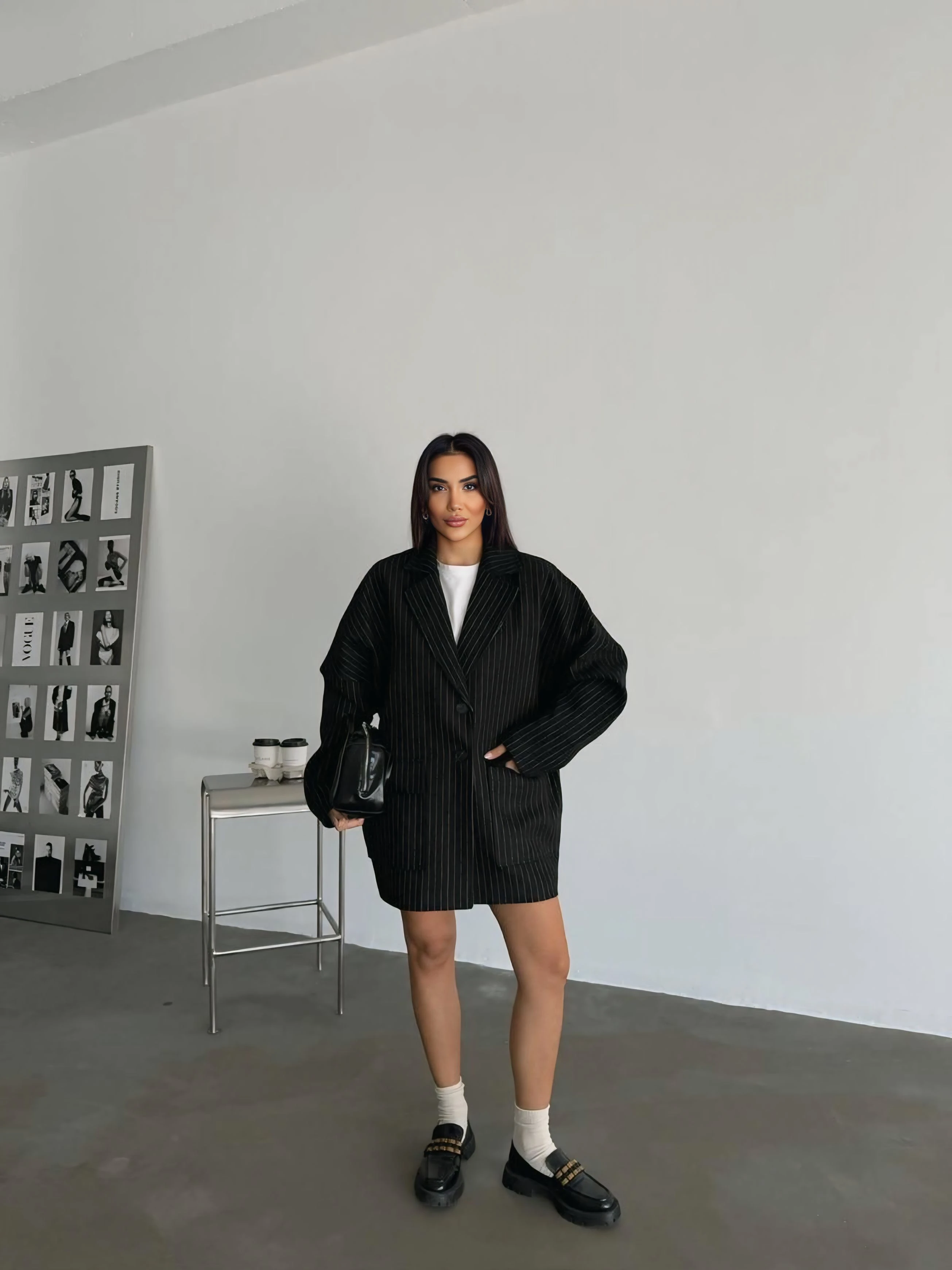 Oversize kaşe ceket - Siyah