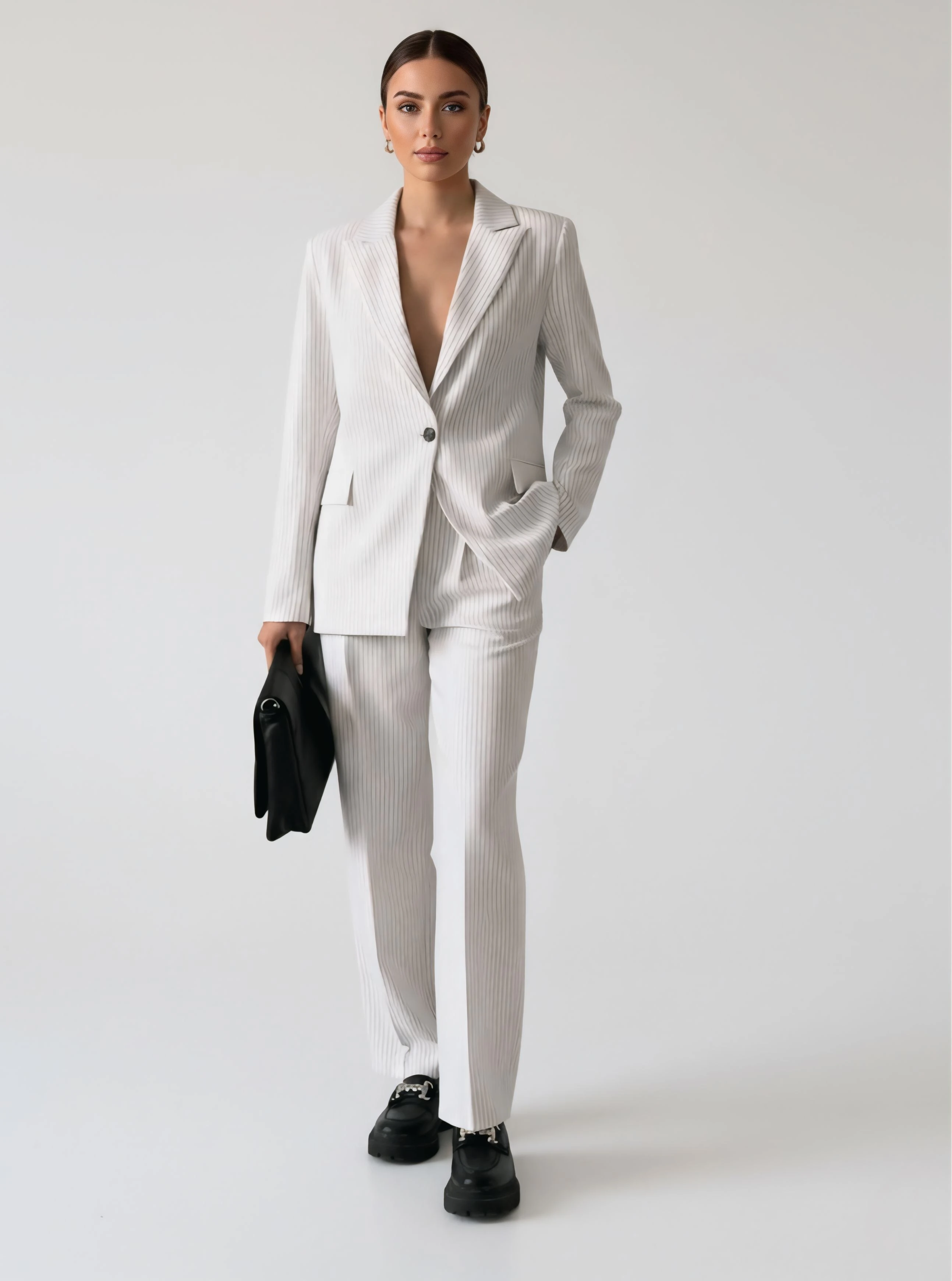 Çizgili takım elbise - Albus beyazı çizgili