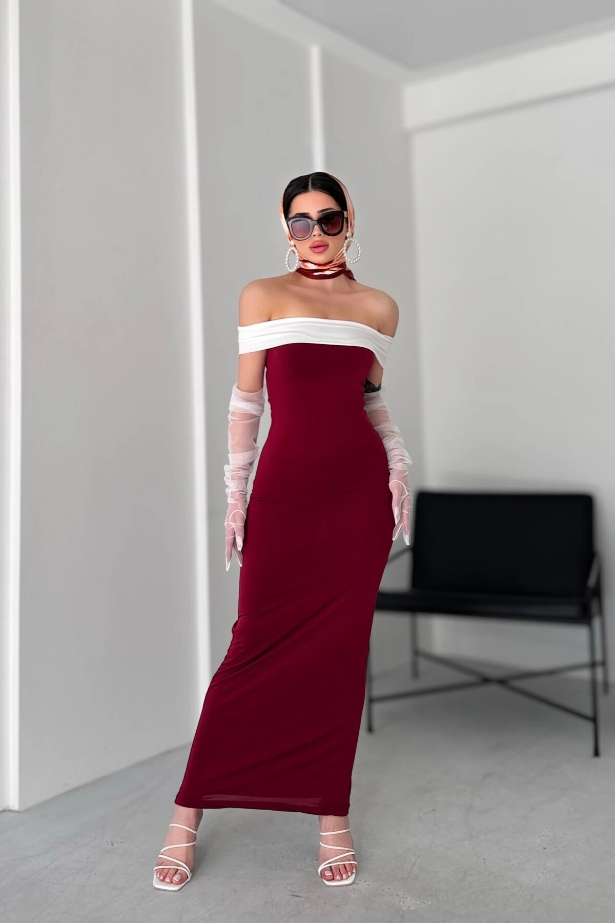 MADONNA YAKA SANDY ELBİSE