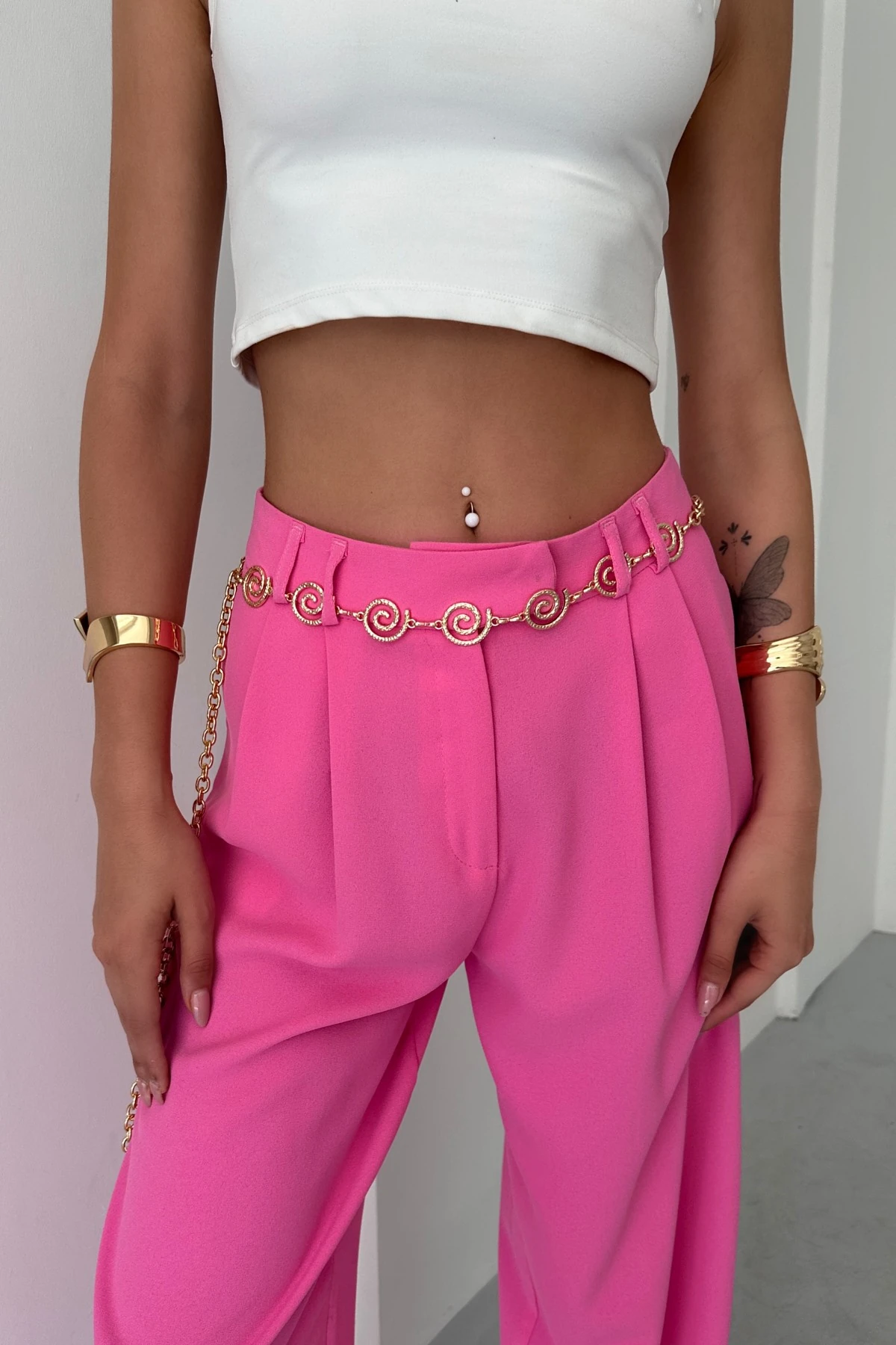 Spiral Desen Gold Tasarım Zincir Kemer