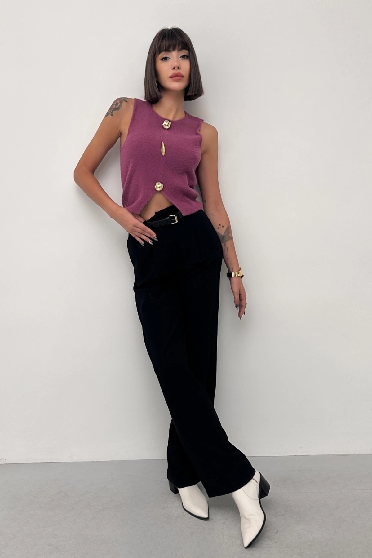 MONE GOLD DÜĞME DETAYLI TRİKO SÜVETER