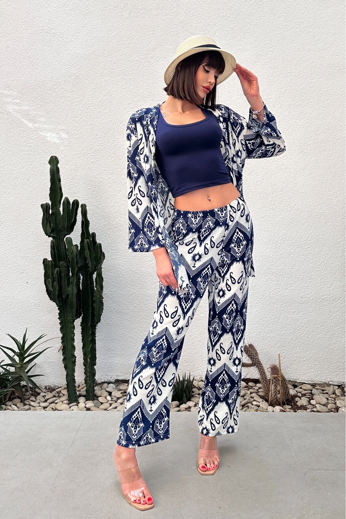 DESENLİ BÜRÜMCÜK KİMONO TAKIM