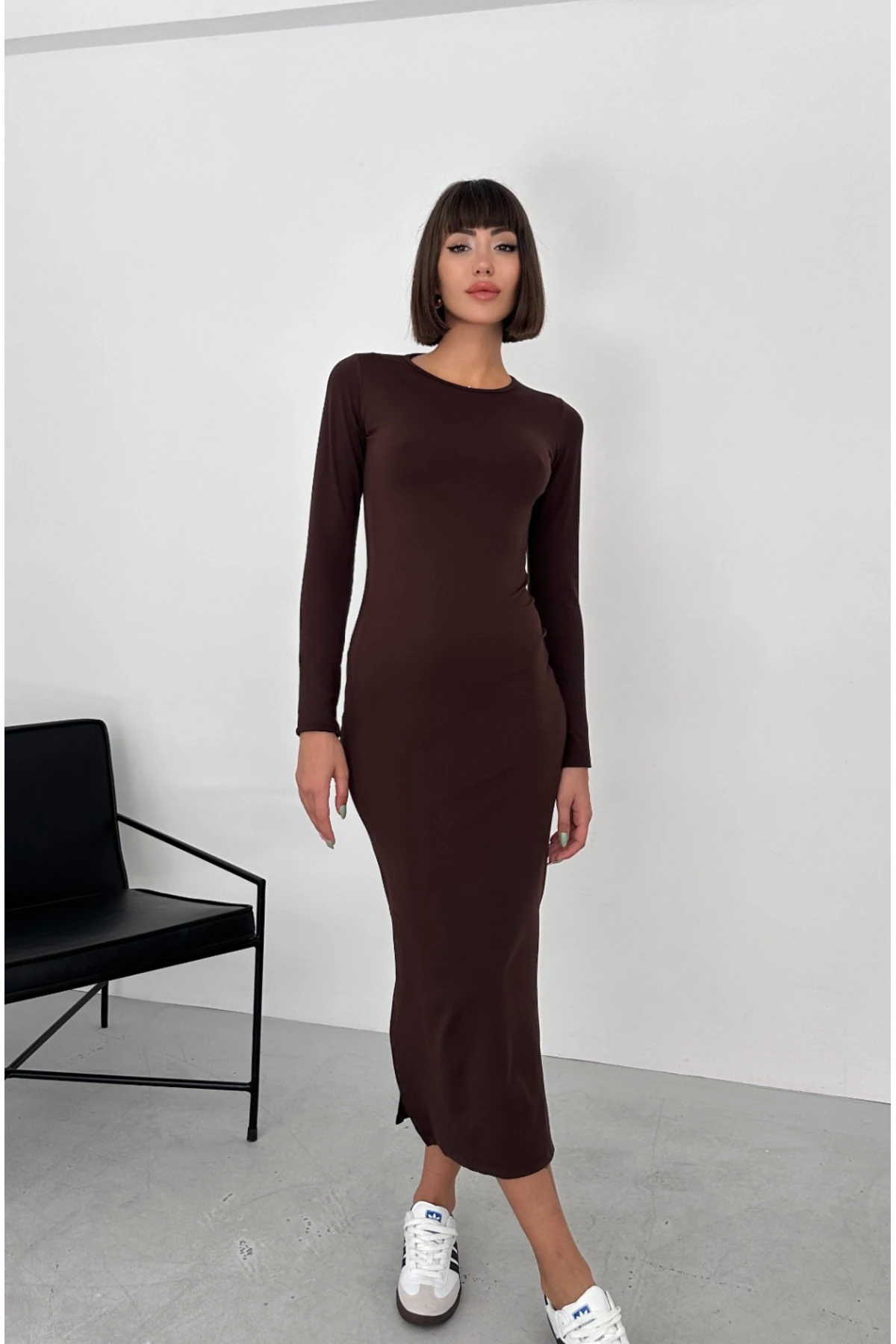 CİNDY YIRTMAÇLI UZUN ELBİSE