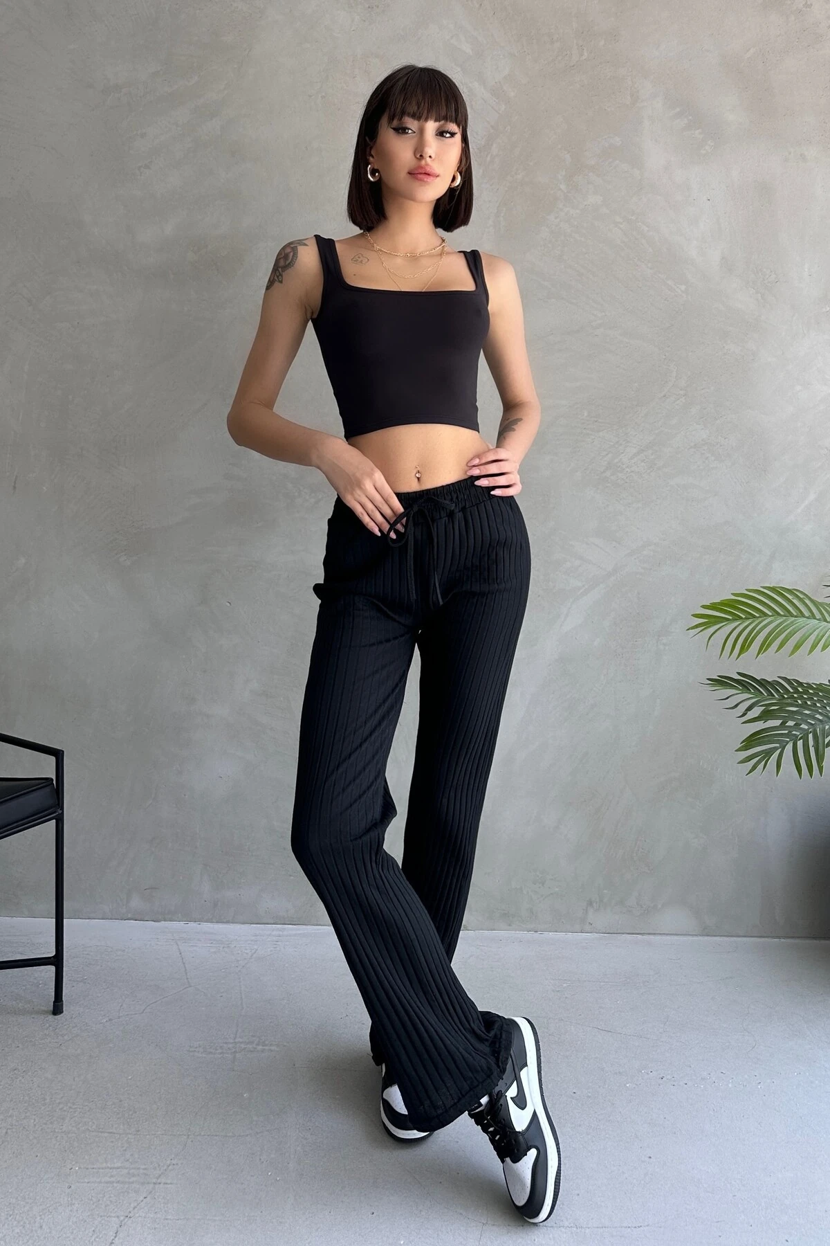 PALAZZO SALAŞ DÖKÜMLÜ FİTİLLİ PANTOLON