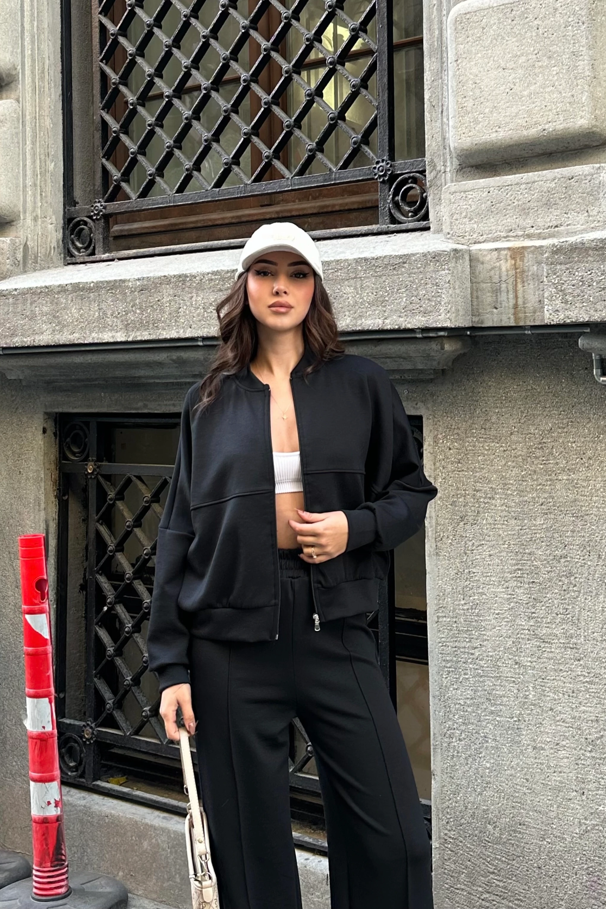 Modal Kumaş Fermuarlı Hırka, Beli Lastikli Pantolon Takım