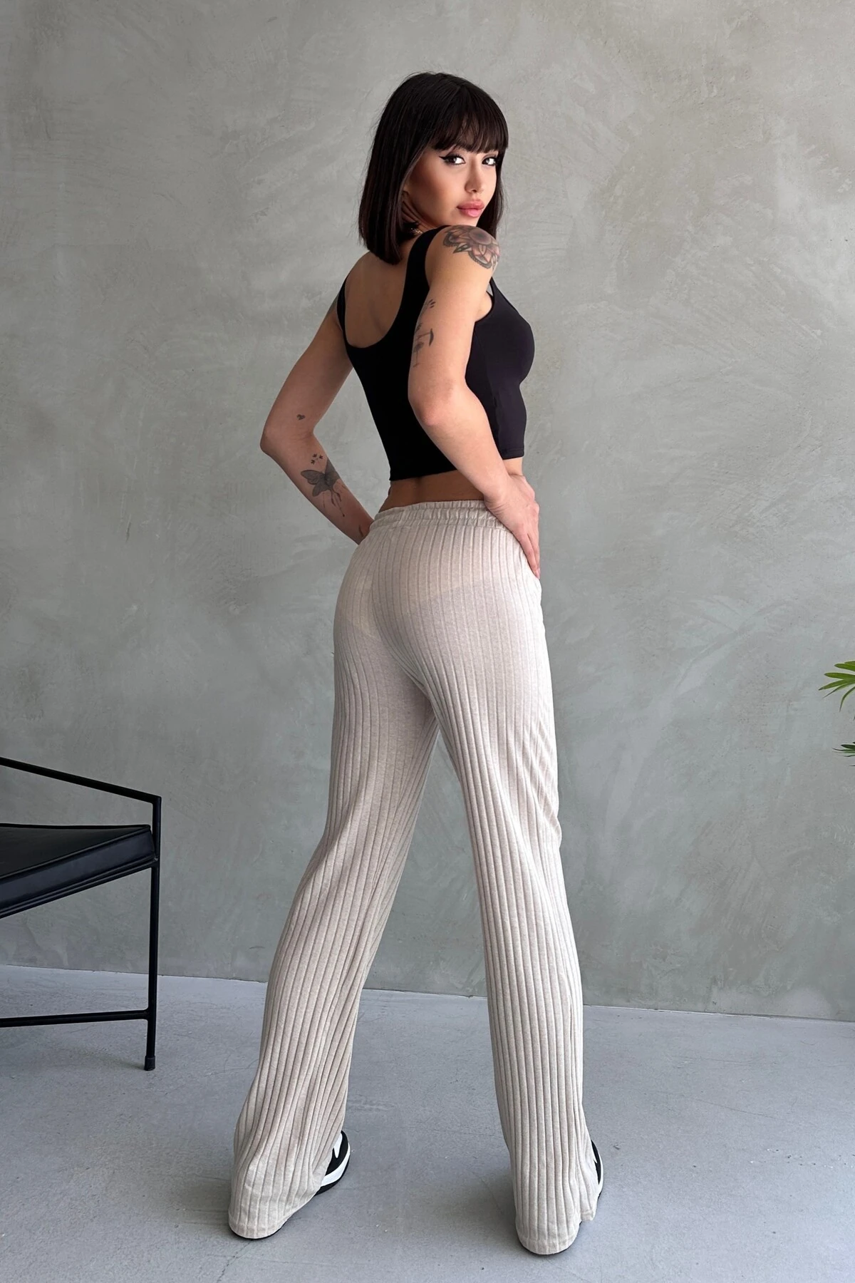 3' lü PAKET PALAZZO SALAŞ DÖKÜMLÜ FİTİLLİ PANTOLON