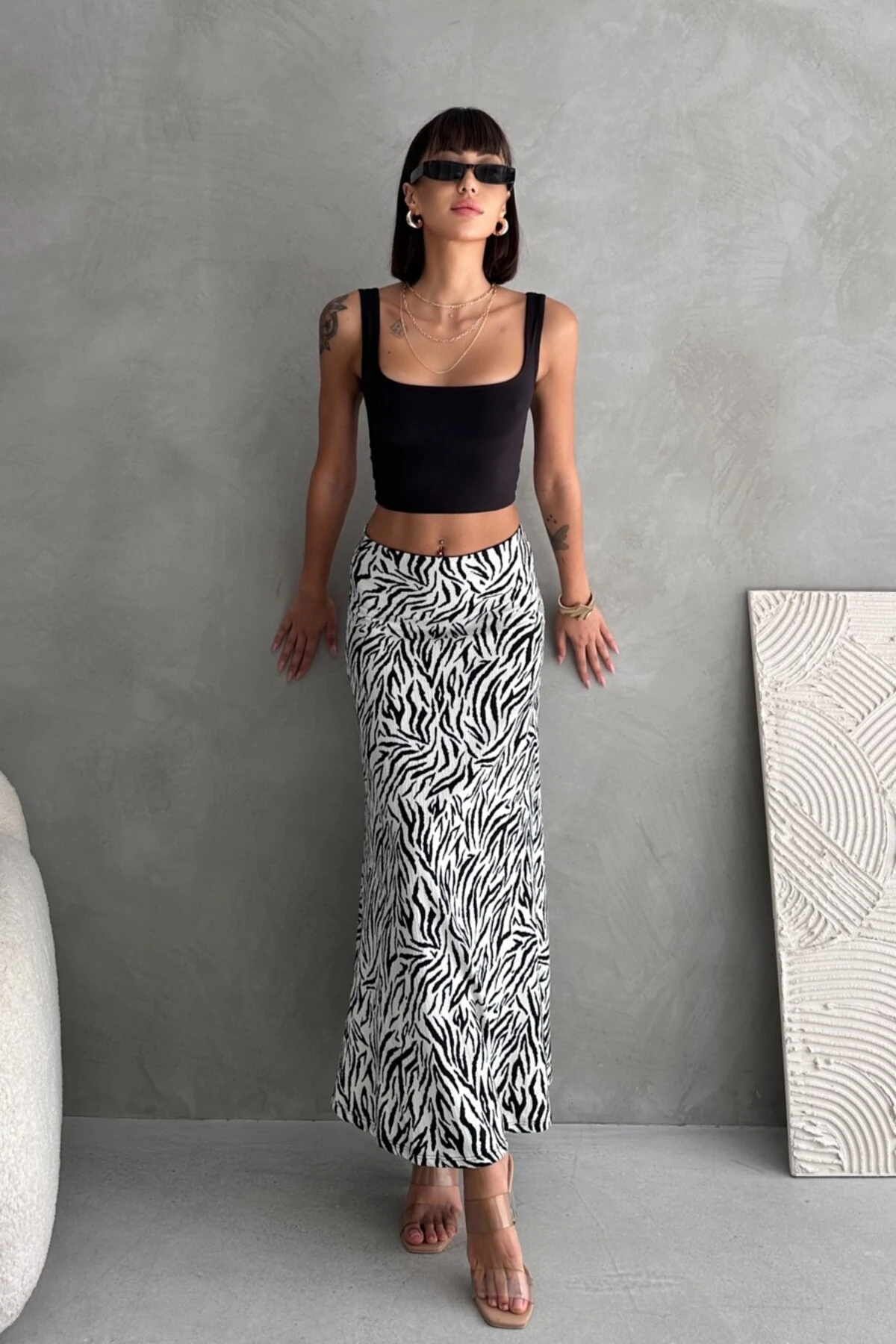 DESENLİ UZUN BÜRÜMCÜK KLOŞ ETEK