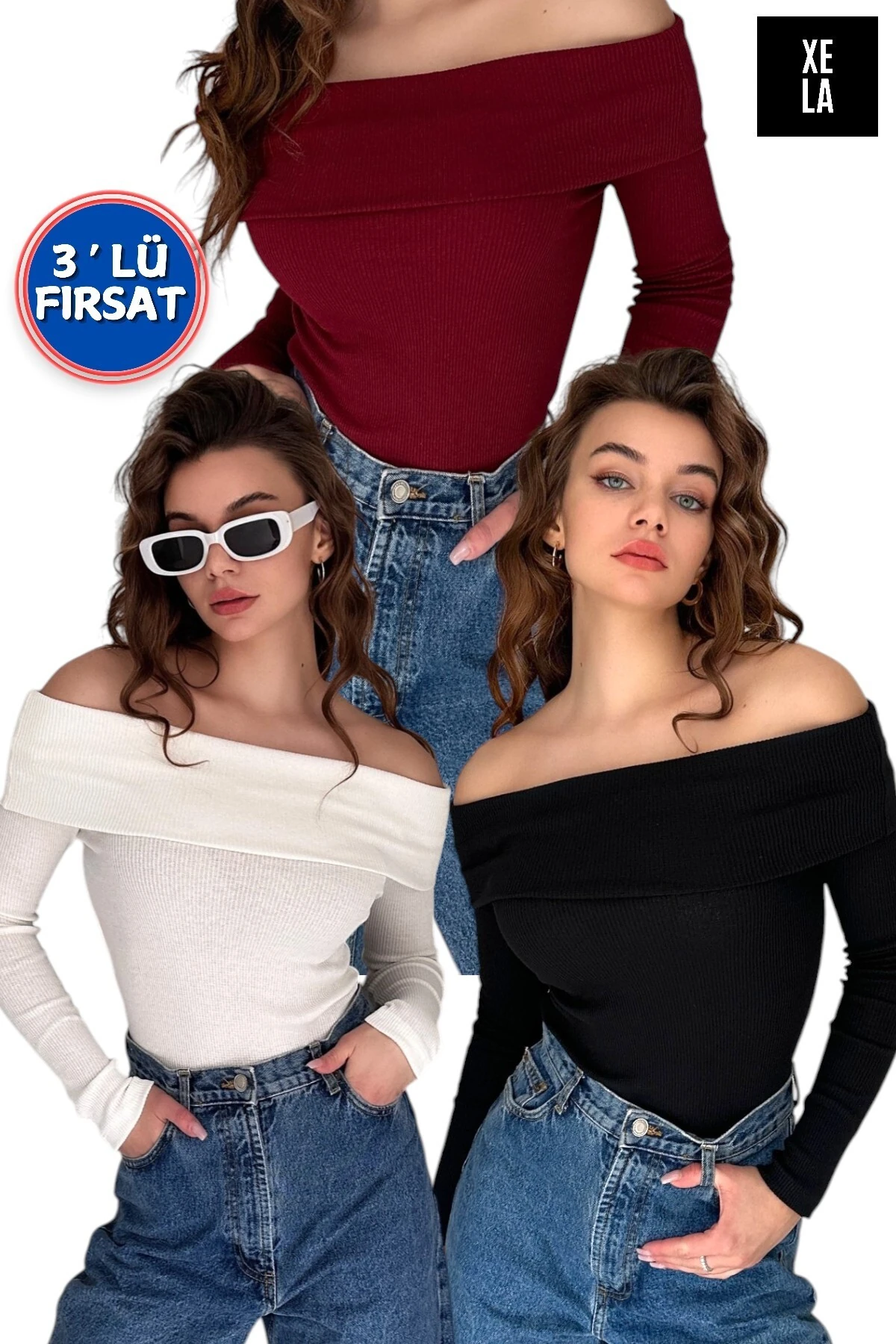 MADONNA YAKA KAŞKORSE BLUZ - ekru - si̇yah - bordo