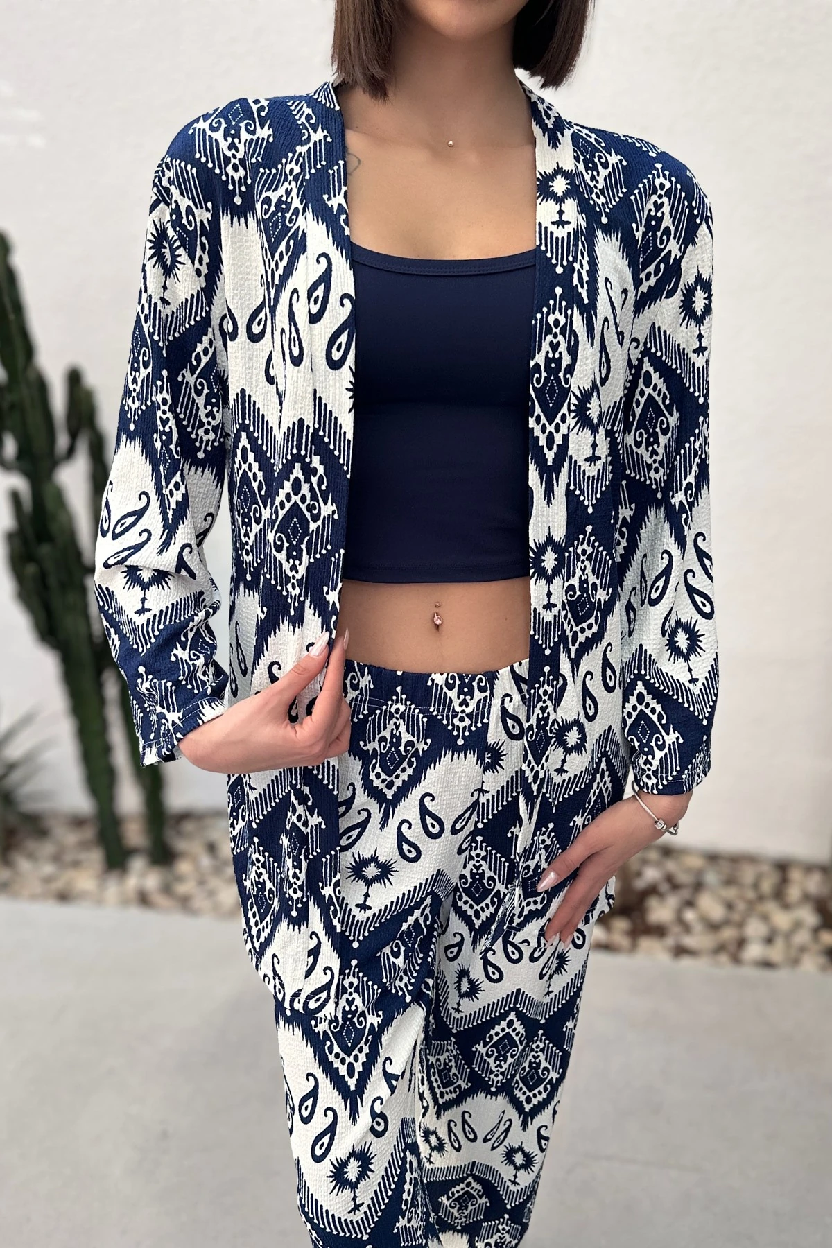 DESENLİ BÜRÜMCÜK KİMONO TAKIM