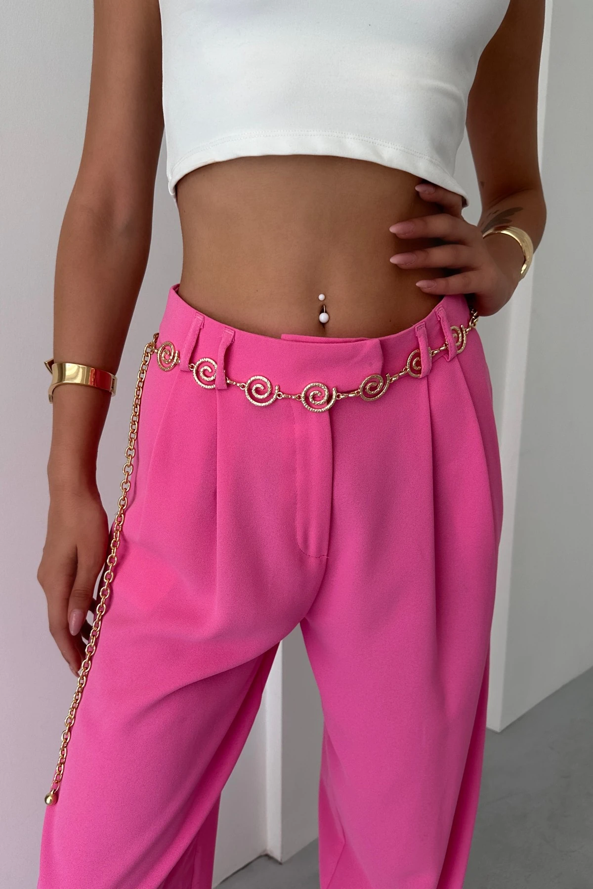 Spiral Desen Gold Tasarım Zincir Kemer