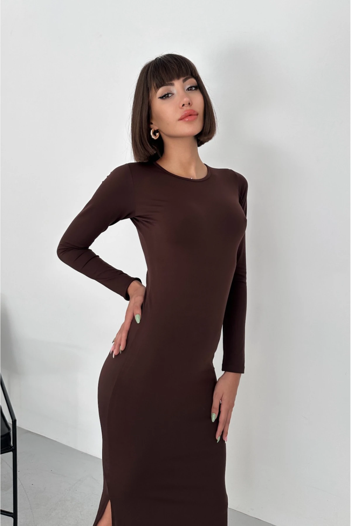 CİNDY YIRTMAÇLI UZUN ELBİSE