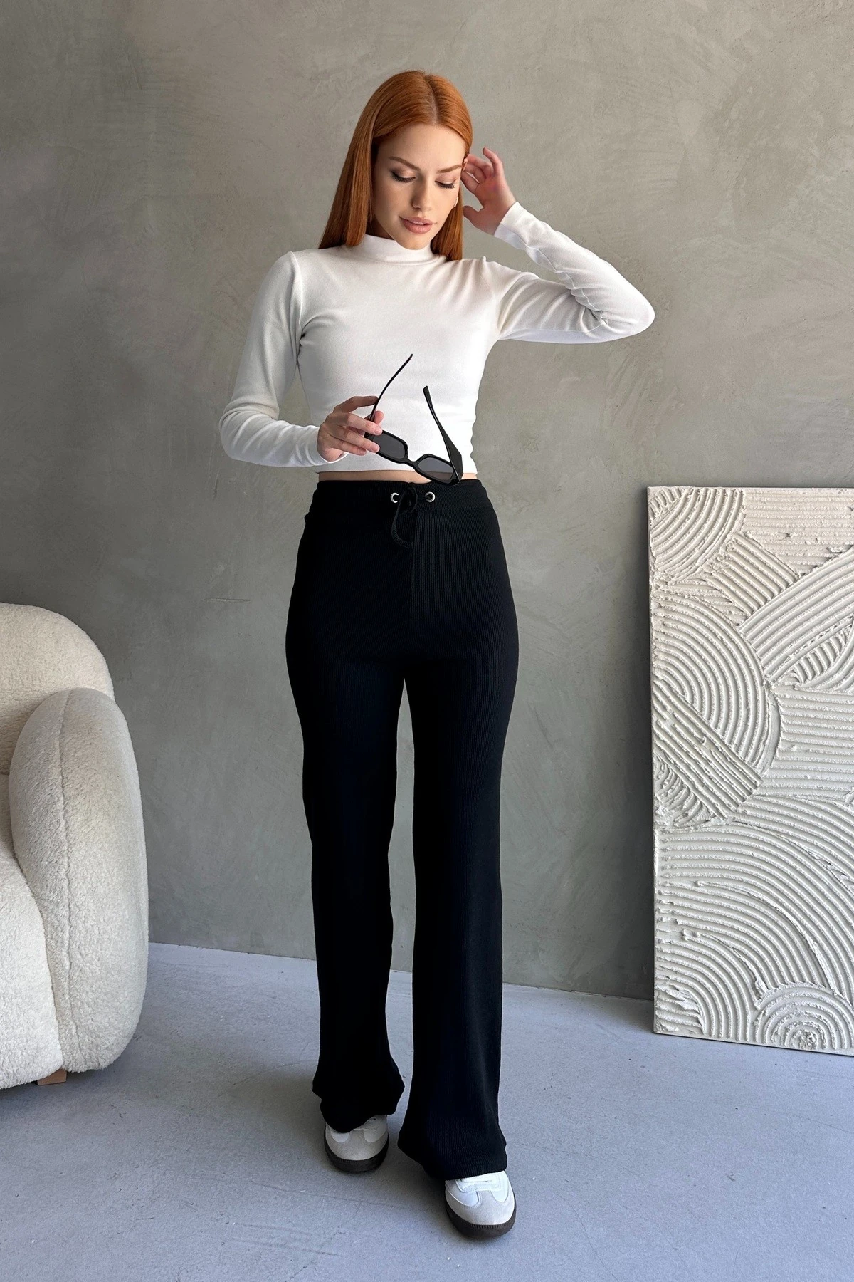 KUŞ GÖZÜ KAŞKORSE PANTOLON - si̇yah