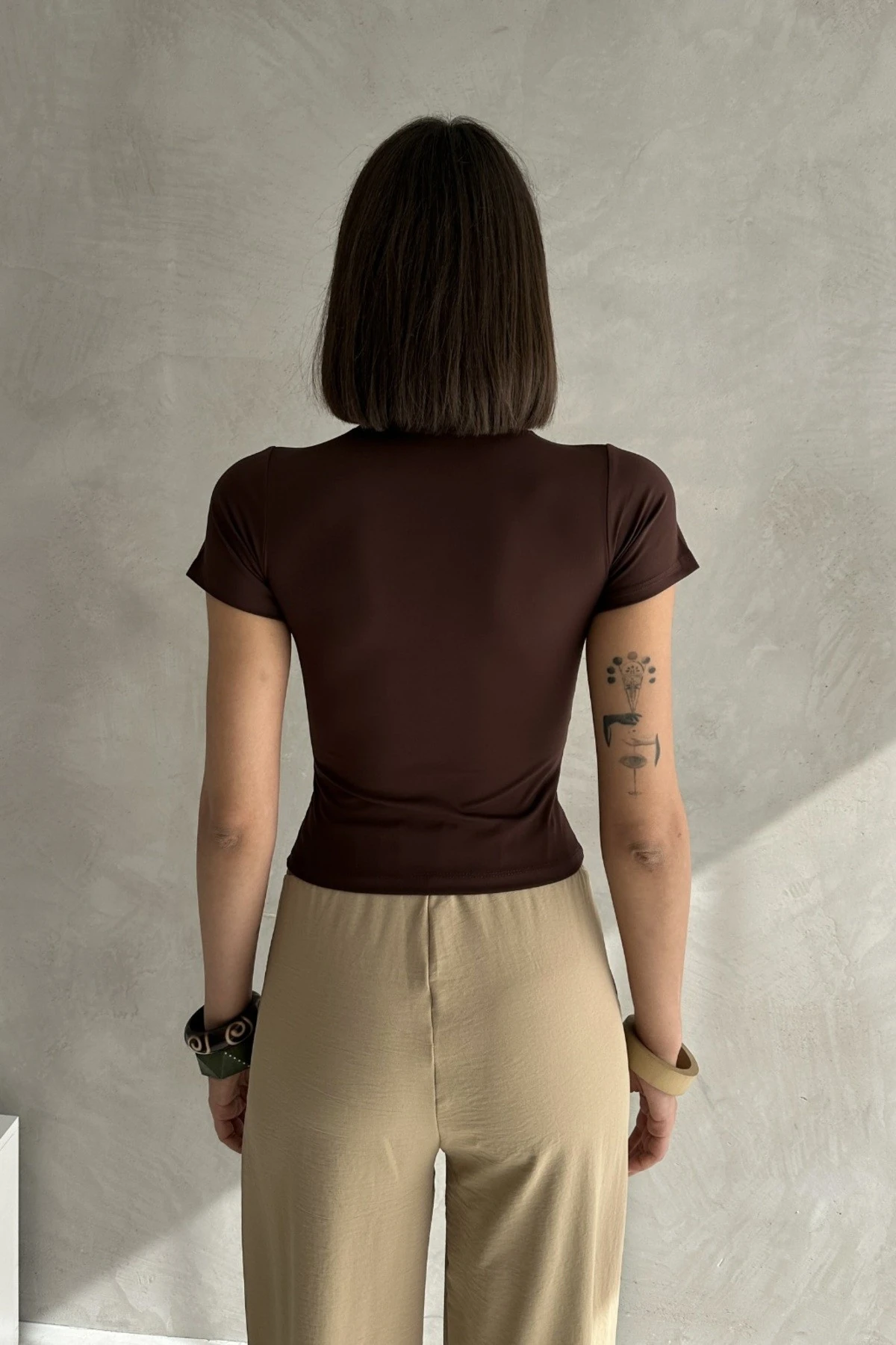 MODAL KUMAŞ BİSİKLET YAKA YARIM KOL BLUZ