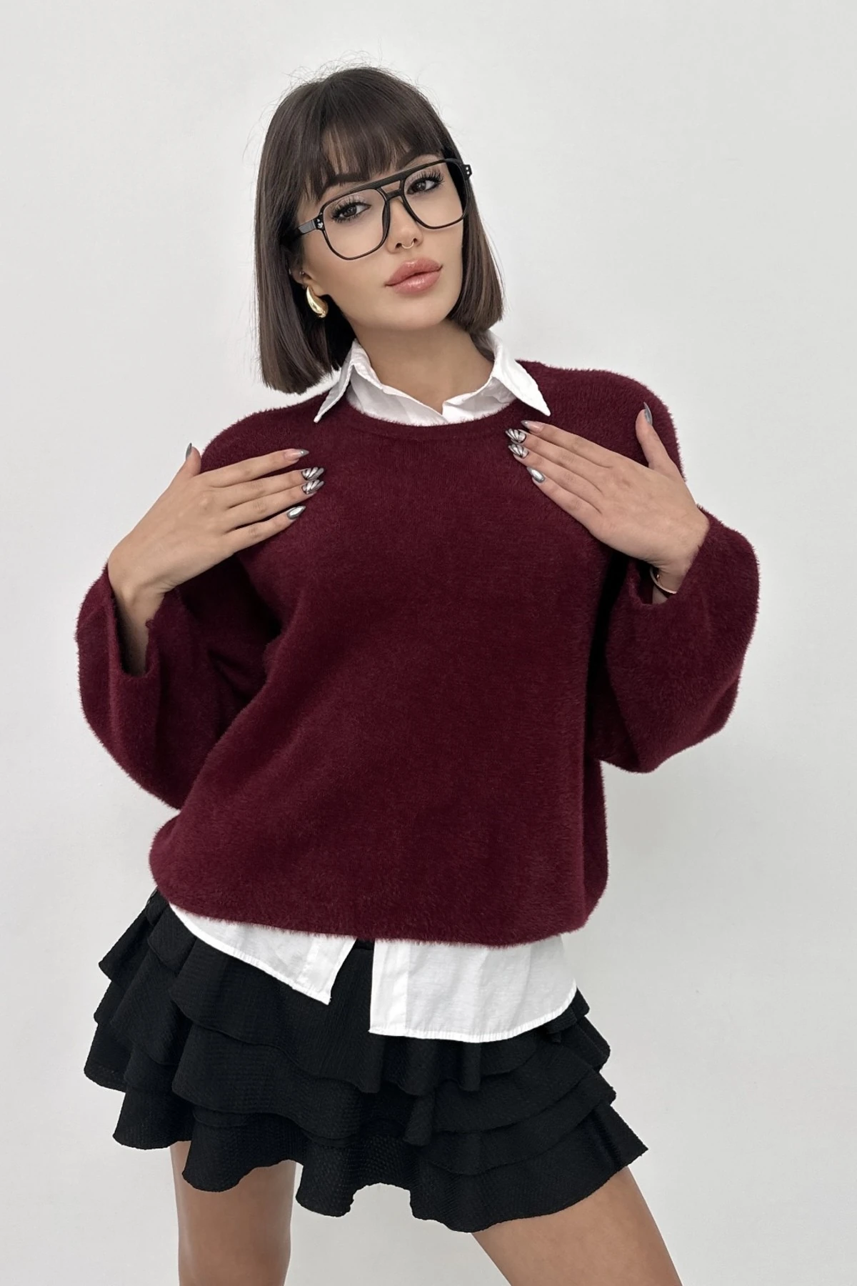 COZY TRİKO KAZAK - bordo