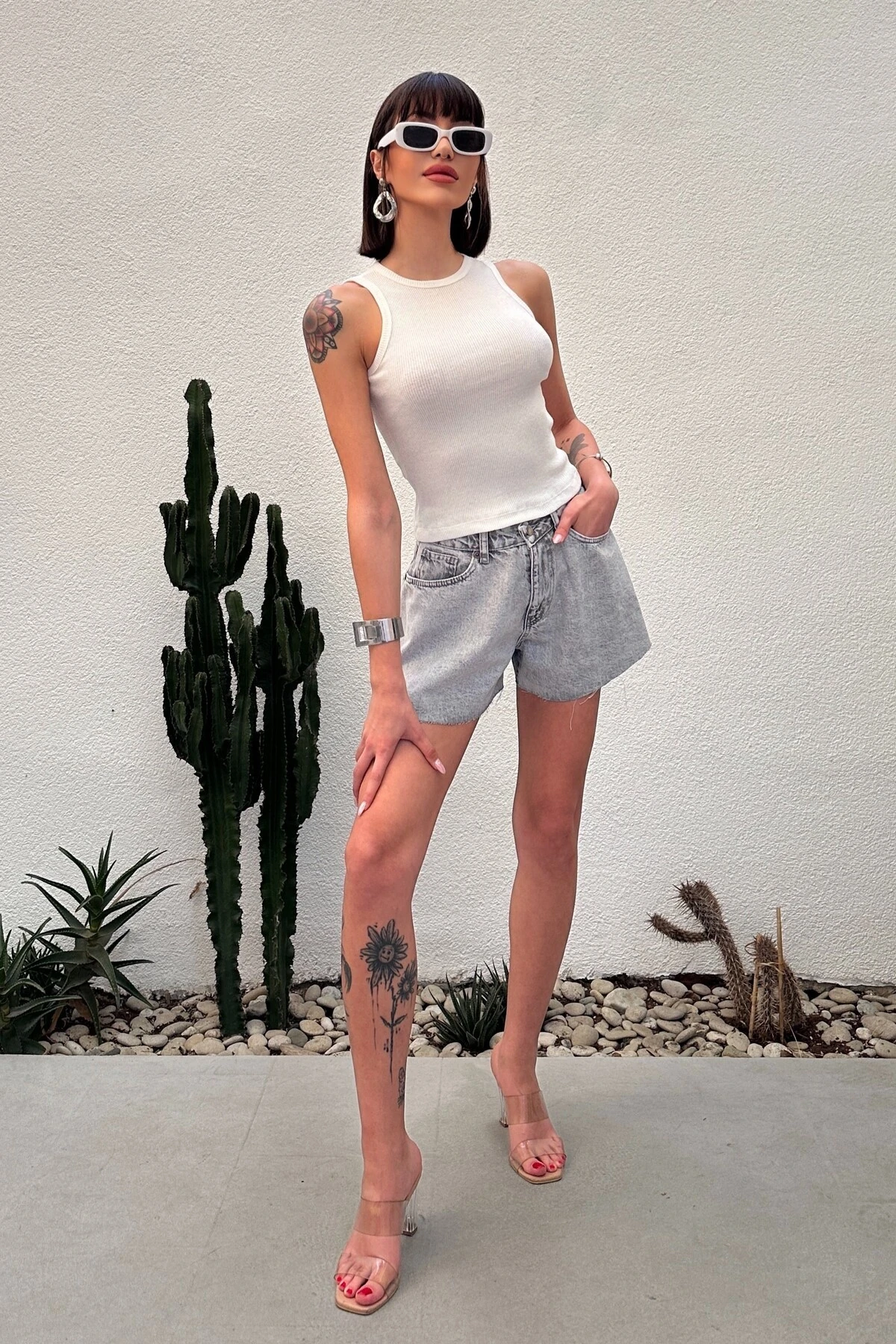 2 ' li PAKET BİSİKLET YAKA KOLSUZ UZUN FİTİLLİ ATLET