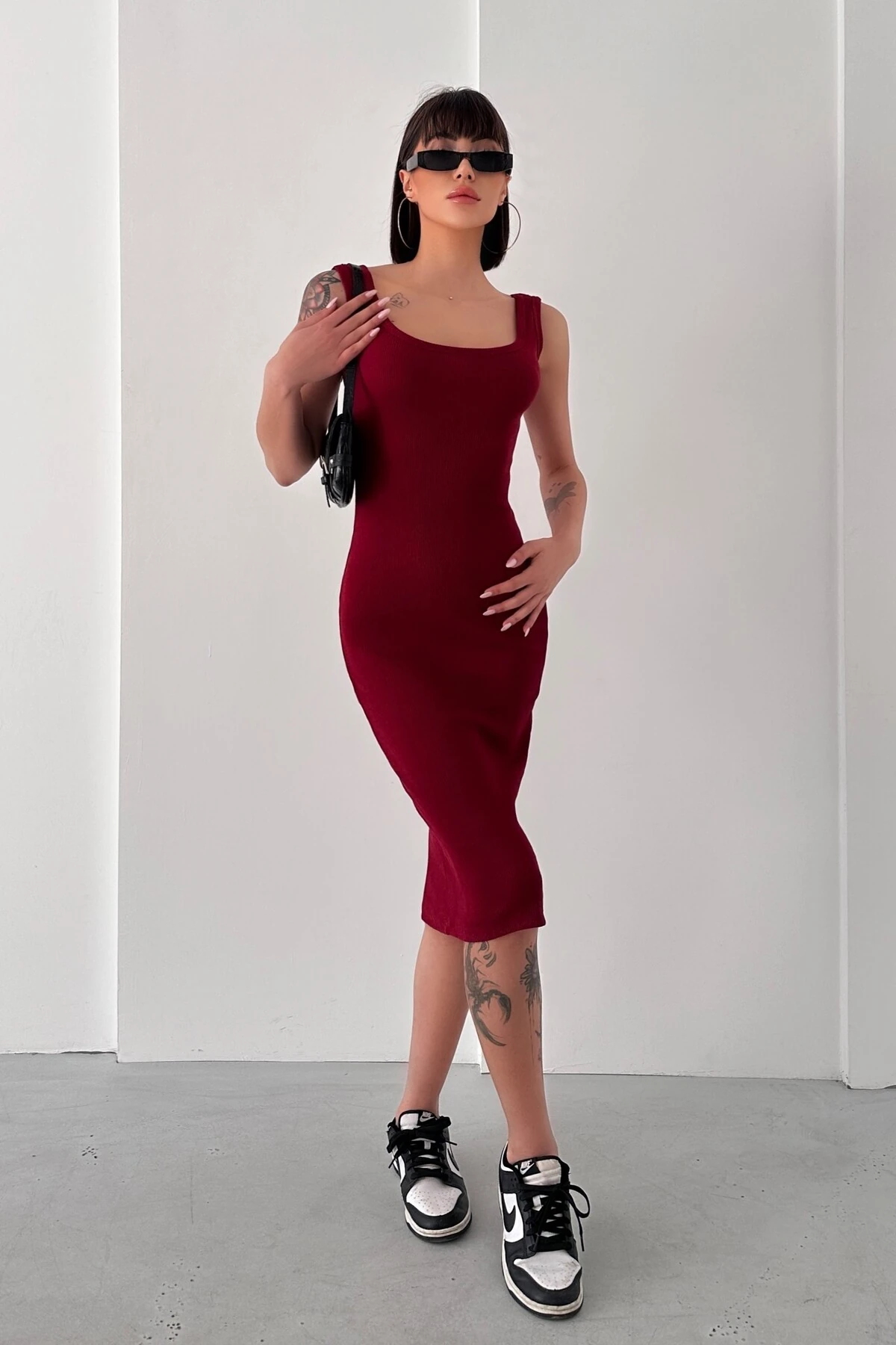 KALIN ASKILI KARE YAKA BASİC KAŞKORSE ELBİSE