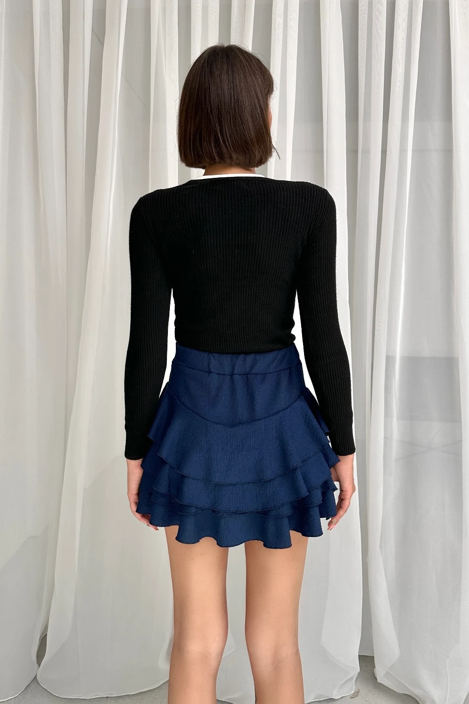 YÜKSEK BEL 4 KATLI BÜRÜMCÜK KLOŞ MİNİ ETEK