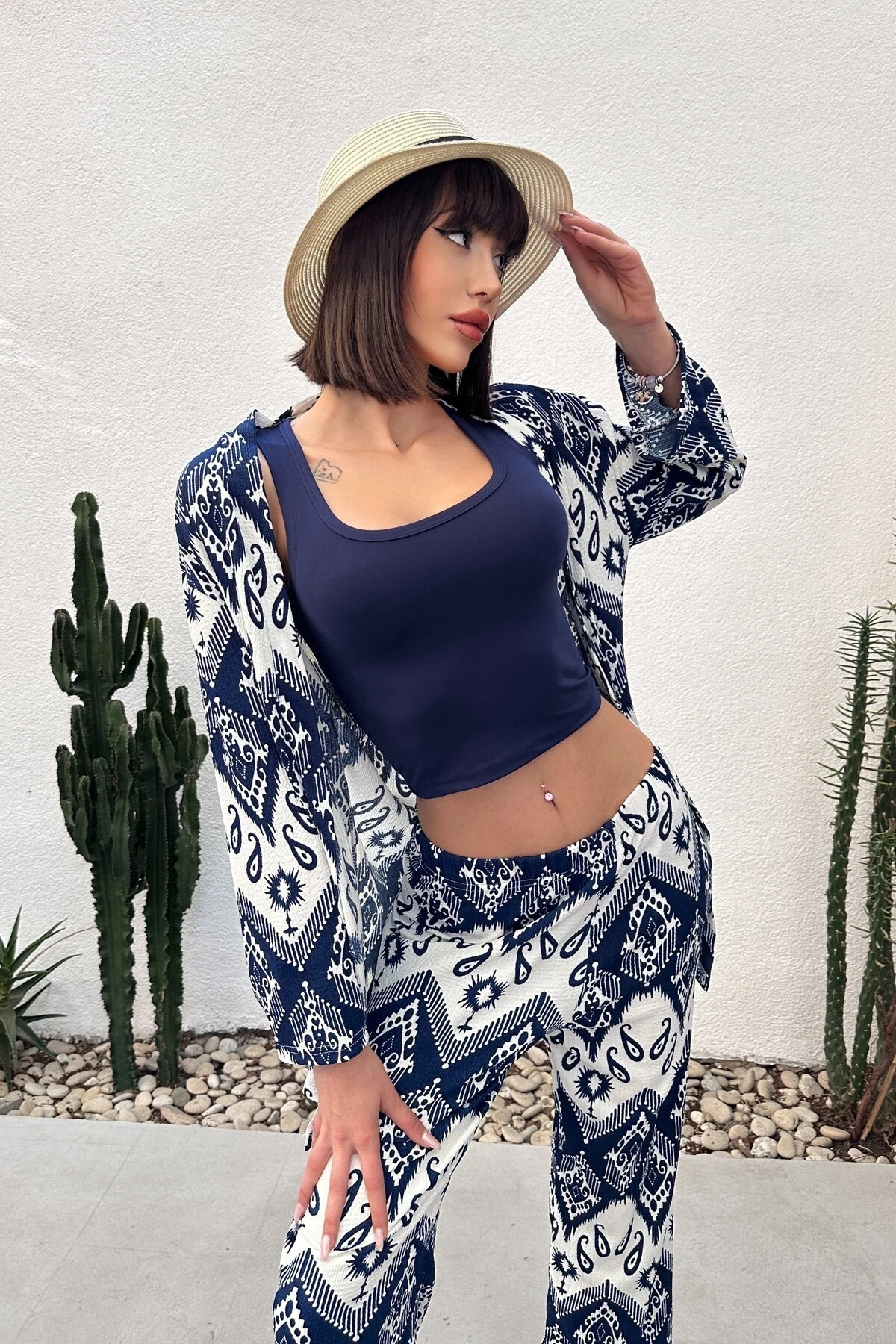 DESENLİ BÜRÜMCÜK KİMONO TAKIM