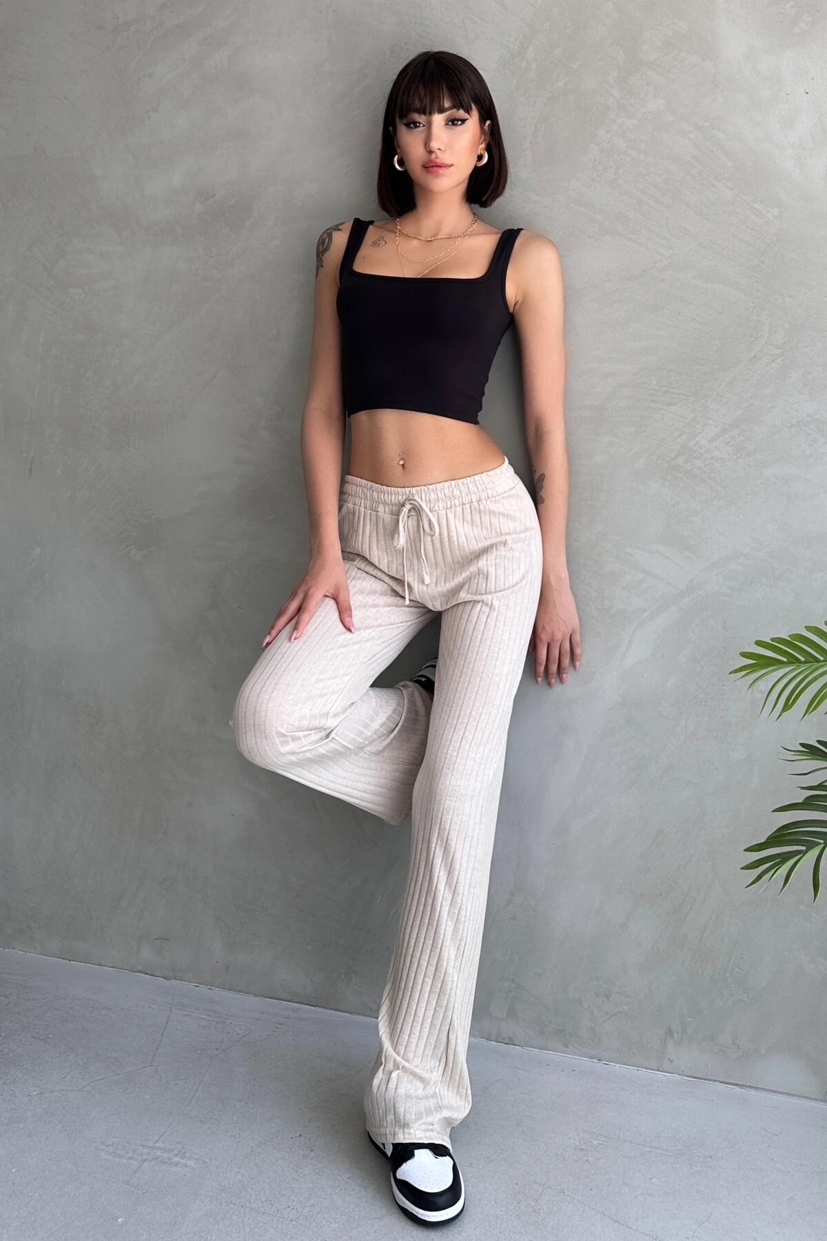 PALAZZO SALAŞ DÖKÜMLÜ FİTİLLİ PANTOLON