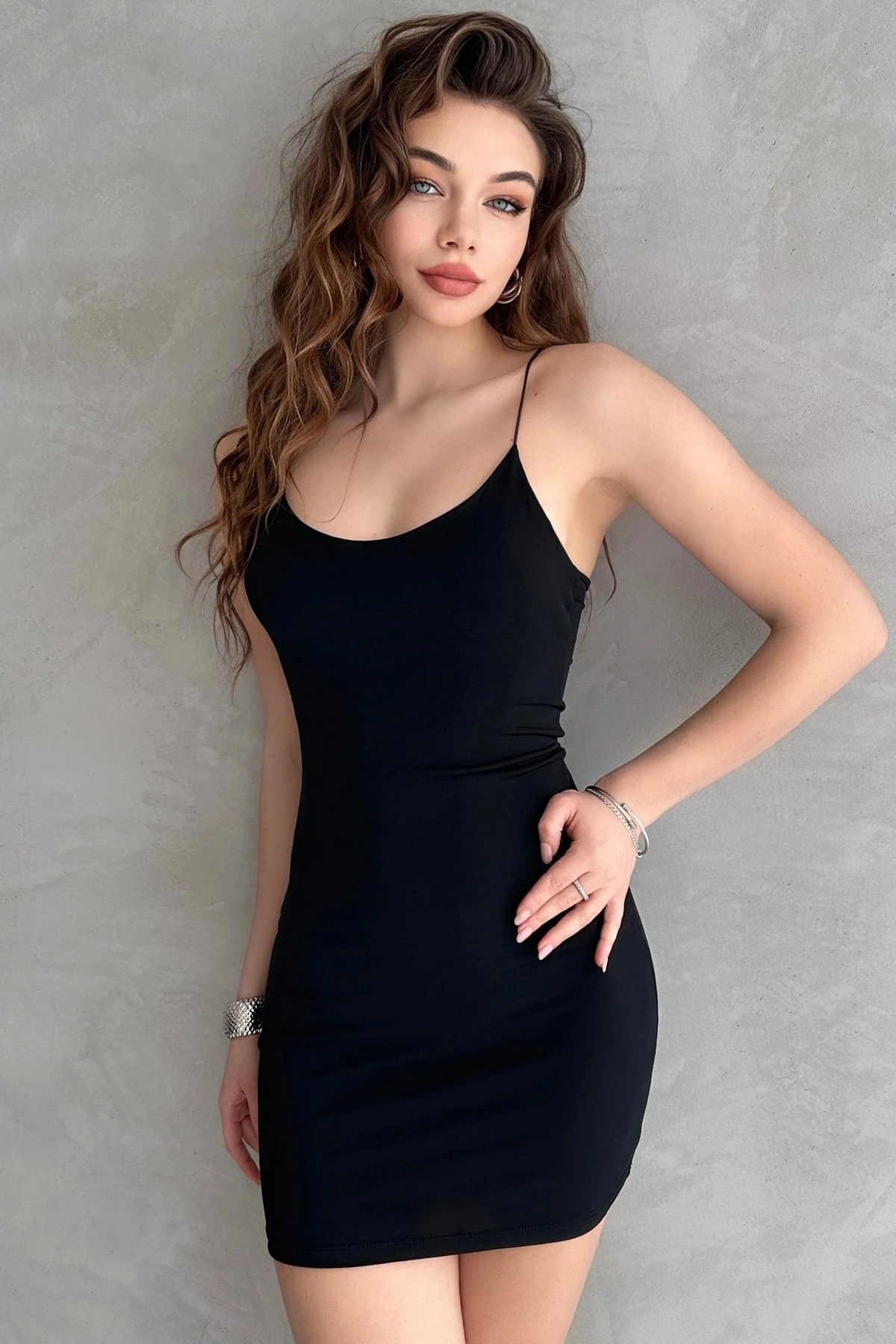 İP ASKILI SANDY MİNİ ELBİSE - si̇yah